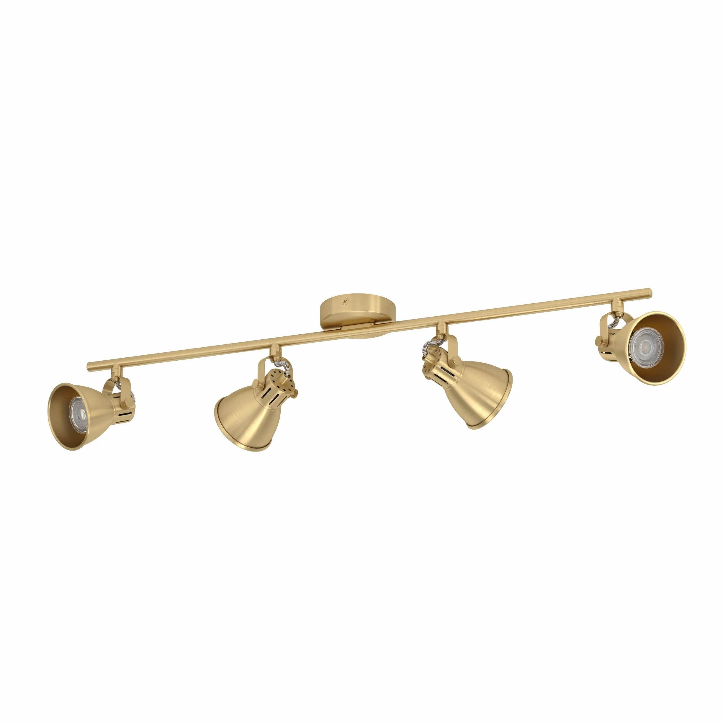 Eglo plafoniera LED Seras, plafoniera con 4 spot, barra orientabile, lampada da soggiorno in acciaio in ottone spazzolato e oro, illuminazione da soffitto con lampadina GU10, bianco caldo
