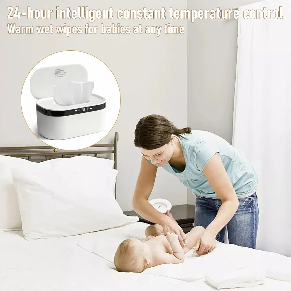 LOMUG Scalda salviette umidificate, 3 impostazioni di calore, riscaldamento rapido, USB, LED