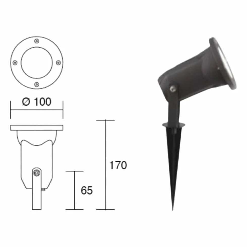 MAZZOLA LUCE Faretto con picchetto per esterno giardino alluminio marrone corten ip65 impermeabile gu10 led orientabile