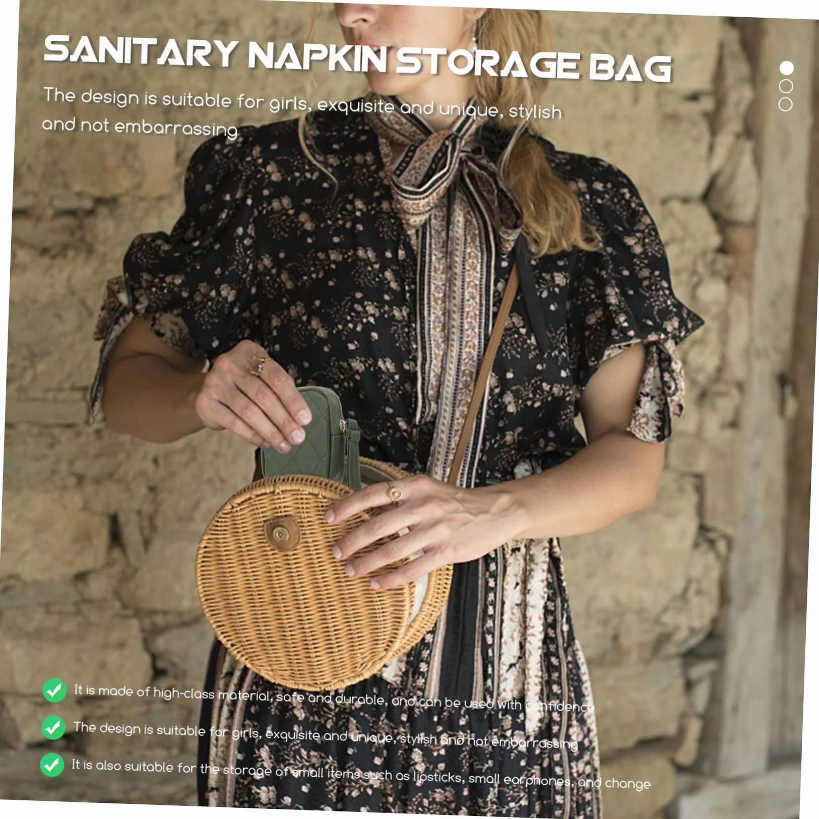 Sacchetto Porta Assorbenti Sanitario Portatile Custodia Igienica Femminile Borsa Salvaspazio Per Viaggio