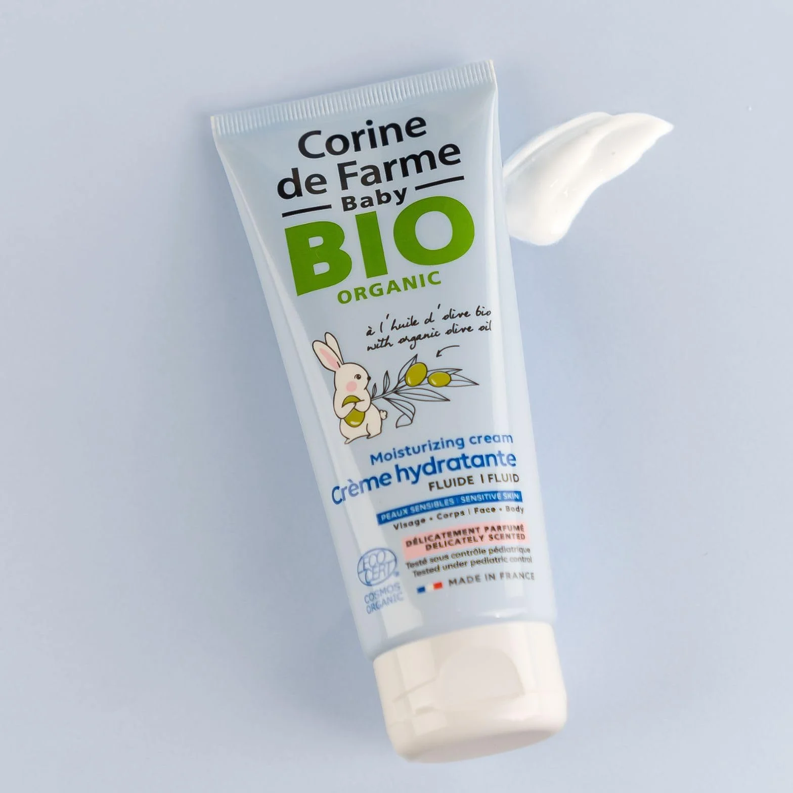 Corine de Farme Crema idratante biologica per neonati con olio di oliva e burro di karité, pelli sensibili, Made in France