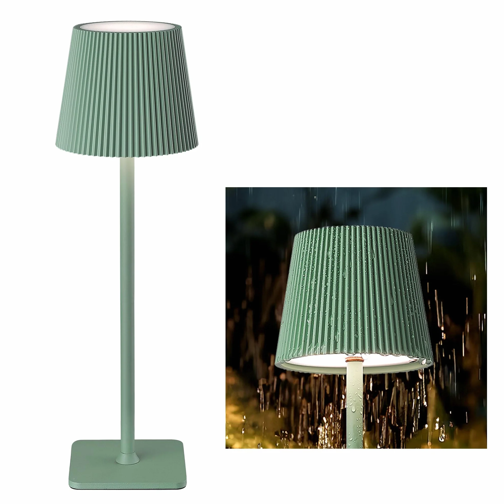 Lampada da tavolo senza fili 1 pezzi Verde VELA TL02 | IP54 | 5200mAh | 3000K-6000K | Touch dimmerabile | 8-10h durata | Giardino, Matrimonio, Terrazza, Cena, Campeggio
