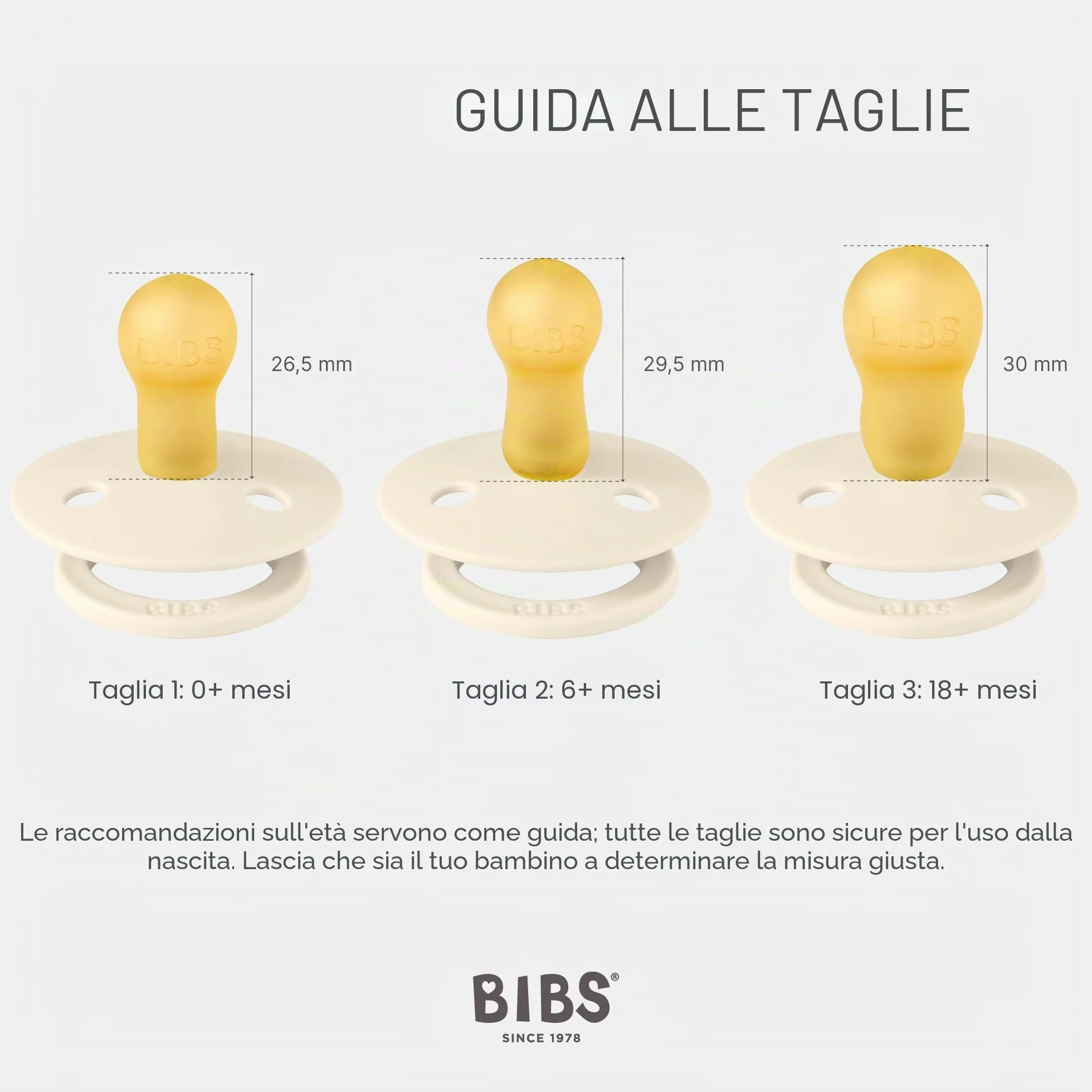 BIBS Colour Ciuccio 2 Pezzi Privo di BPA Tettarella Tonda Lattice Gomma Naturale Misura 1 (0-6 mesi) Ivory/Sage