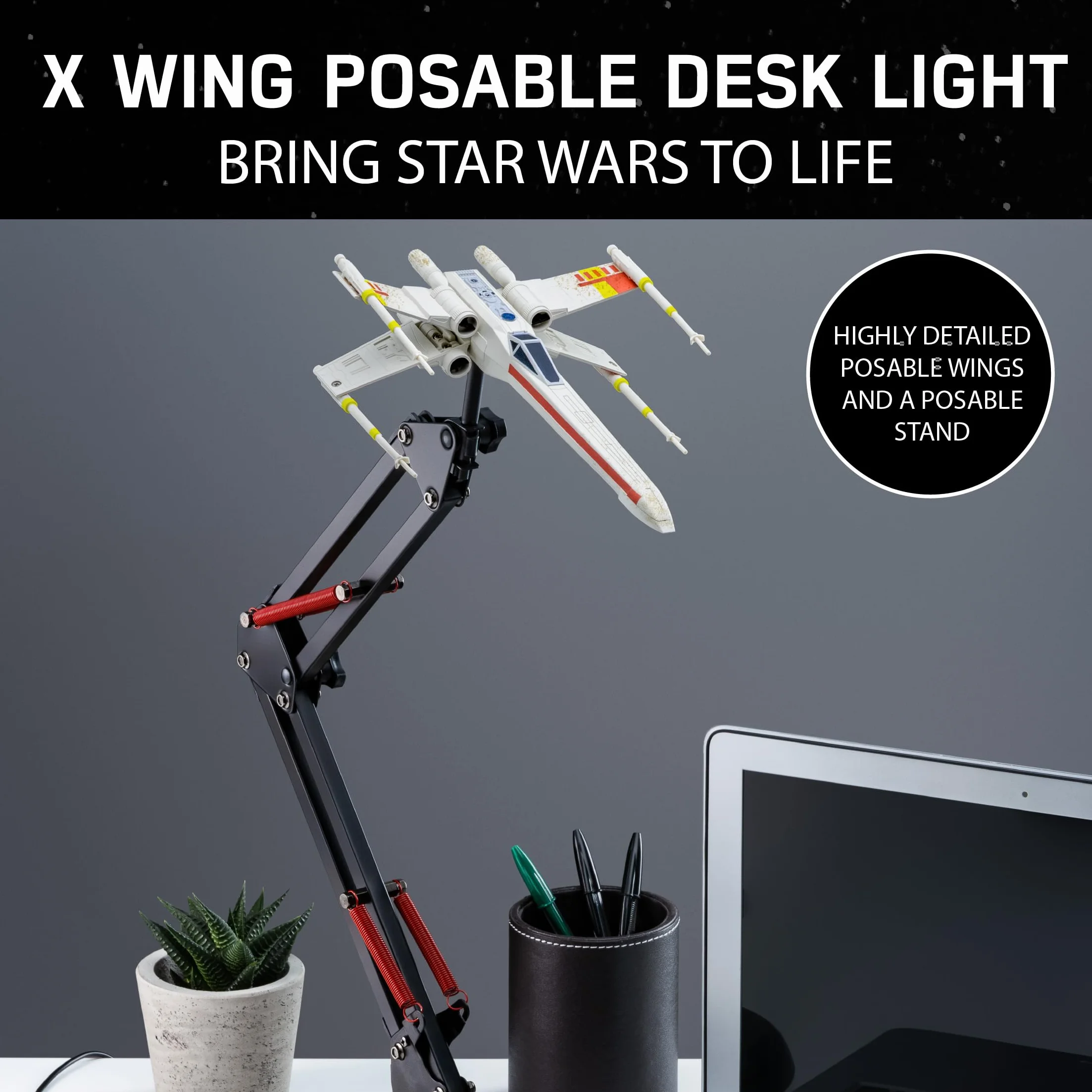 Luce da Scrivania Star Wars X Wing Replica con Illuminazione LED, USB, 15cm Larga