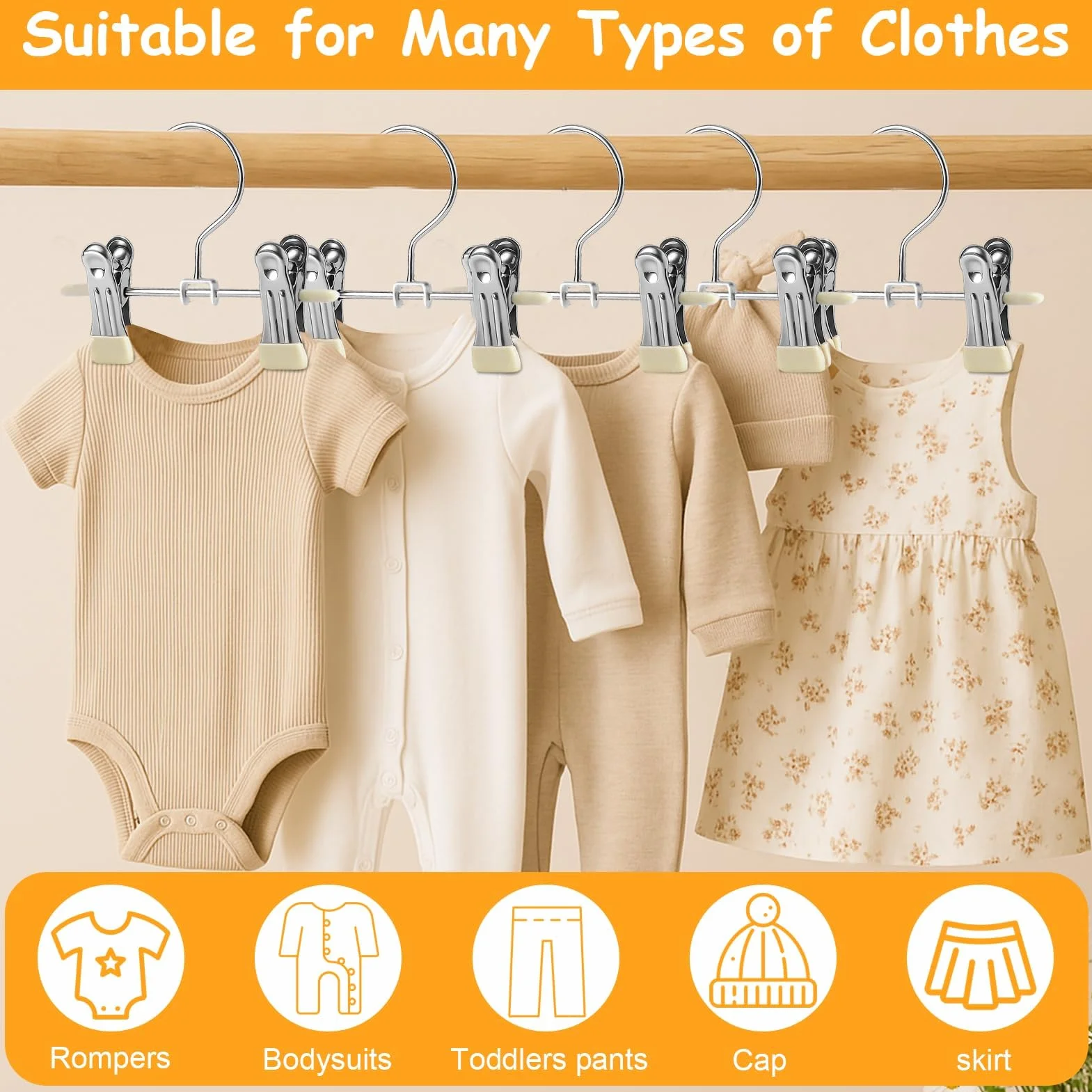 Grucce Bambini in Metallo 20 Pezzi 17 cm per Pantaloni, Vestiti, Calzini e Biancheria Intima