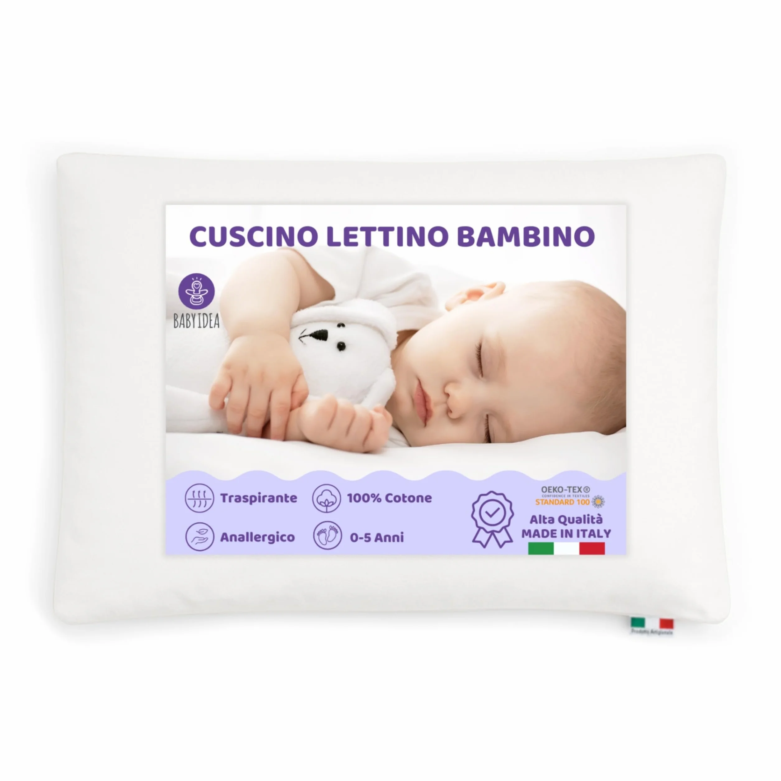 Baby Idea Babysanity Cuscino Letto Antisoffoco Traspirante Per Lettino Neonato Oeko-Tex