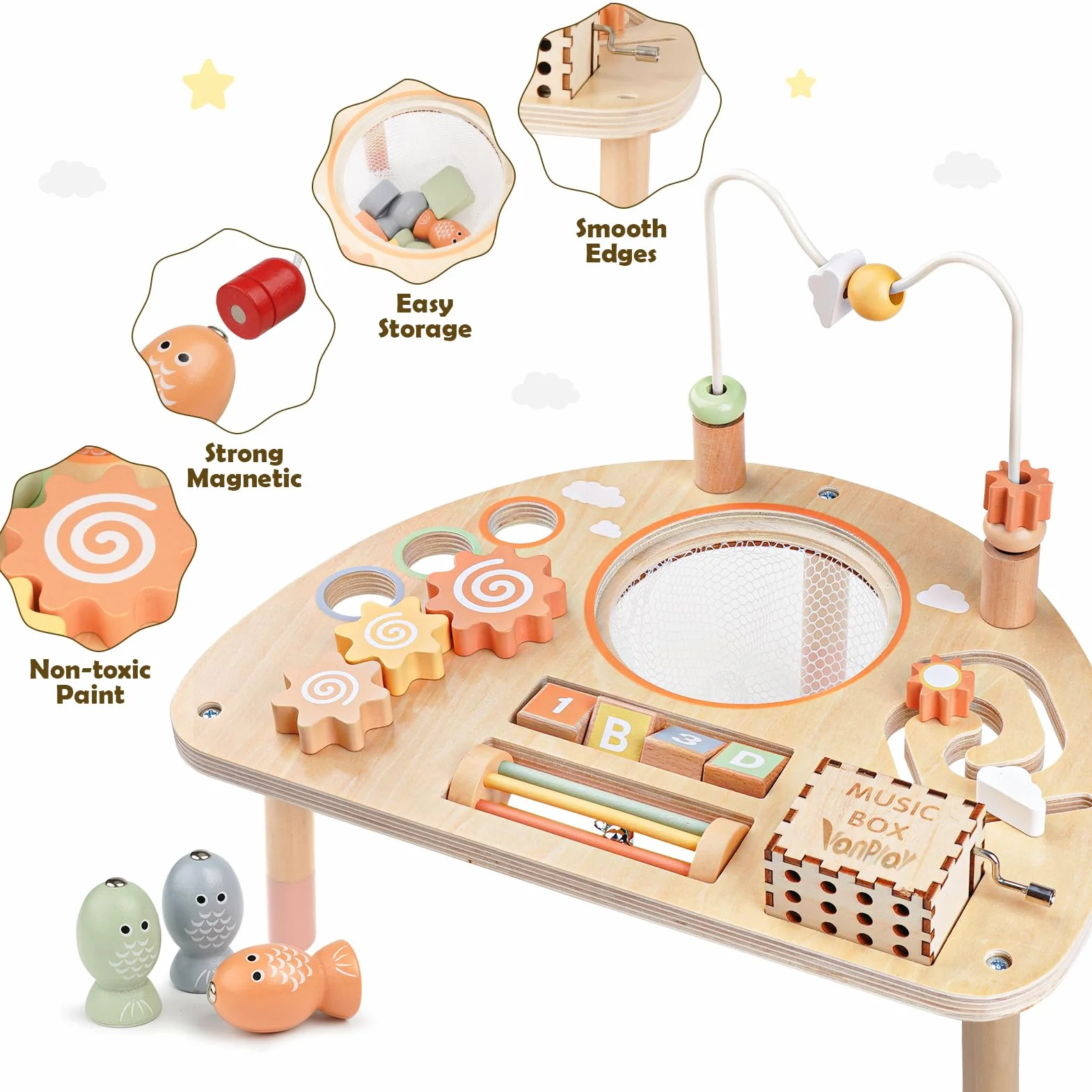Tavolo attività Montessori 8 in 1 in legno per bambini 2-3 anni, giocattoli sensoriali didattici