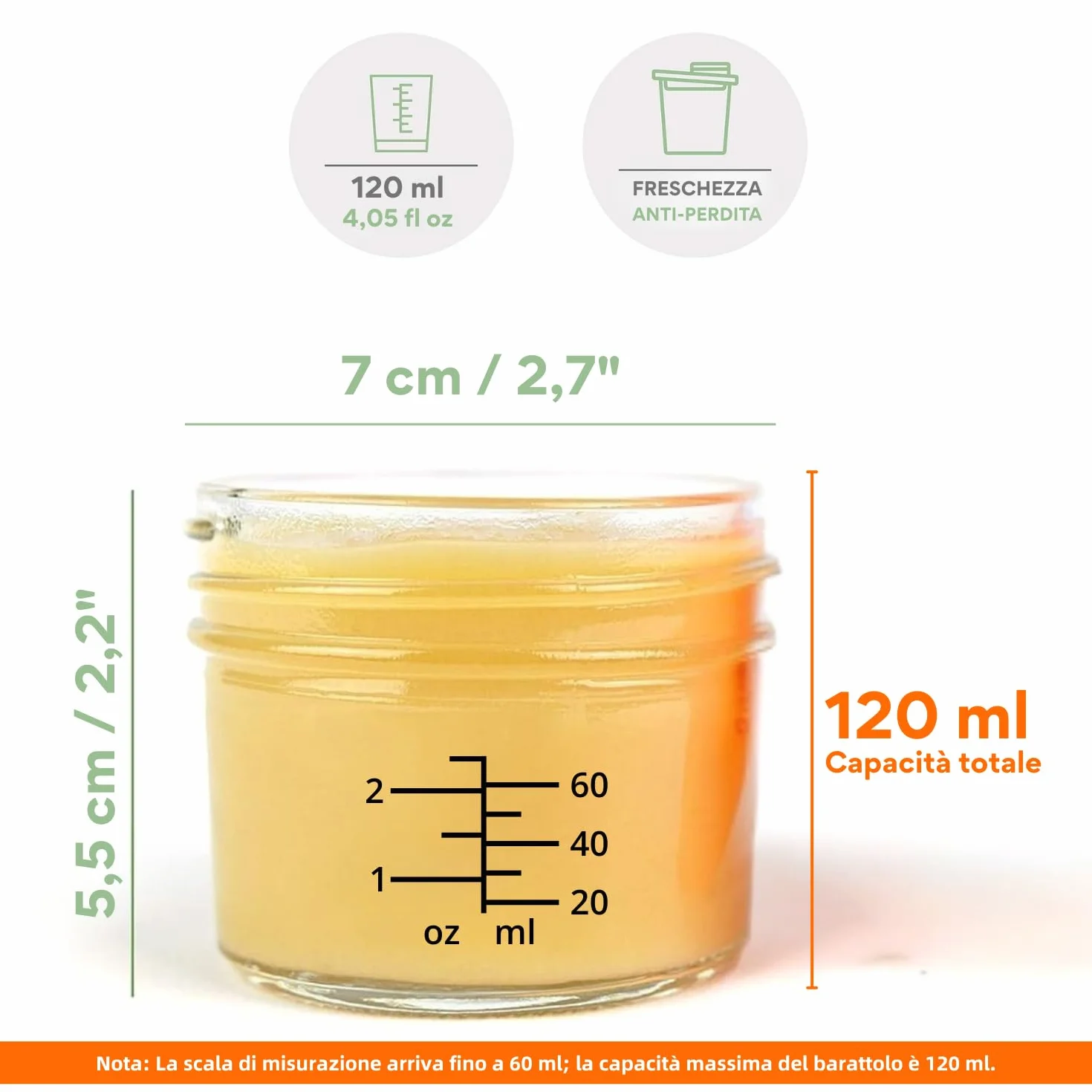 Contenitori Alimentari Vetro Ermetici 120ml 12pz per Pappa Neonati Lavastoviglie Freezer Microonde Privi di BPA
