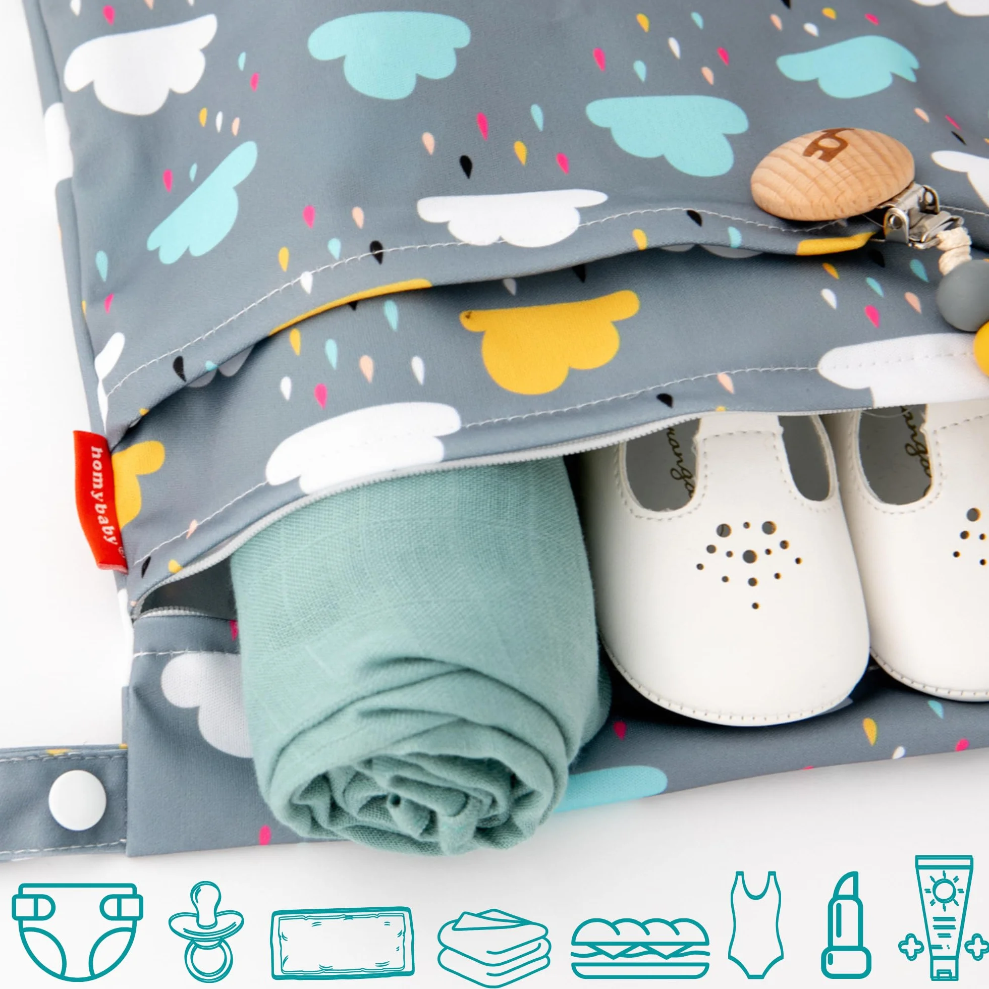 HOMYBABY Wet bag pannolini lavabili impermeabile borsetta ecologica porta costume bagnato