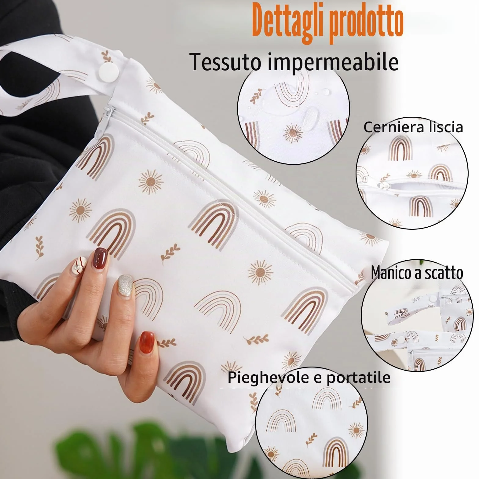 Borsa per Pannolini Impermeabile Wetbag con Zip Riutilizzabile Organizzatore Pannolino Sacchetto Stoffa per Viaggi Gym Vestiti 3 pezzi