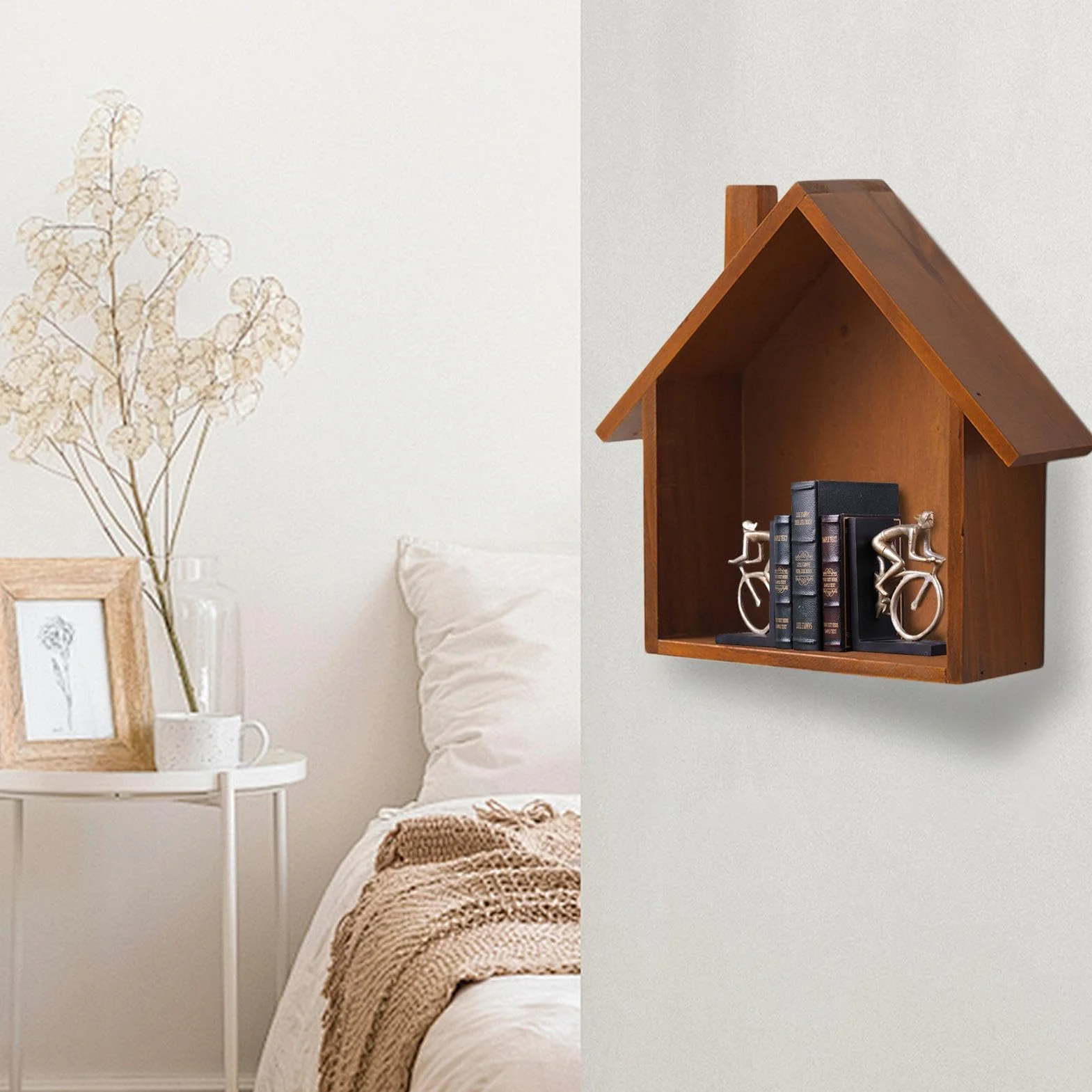 Scatola a Forma di Casa Scaffale di Curiosità per Cornice Decorativa