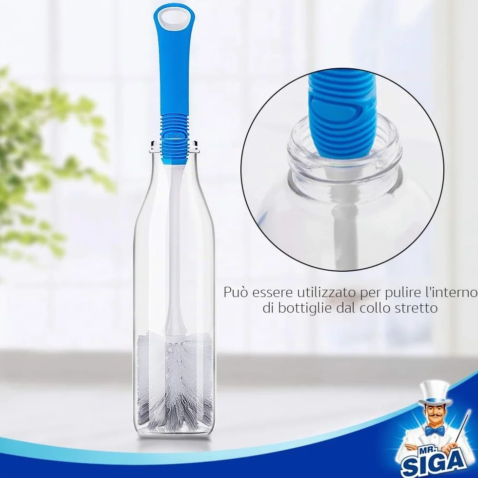 MR.SIGA Spazzola per Bottiglie con Manico Lungo - Testa 5.5 cm