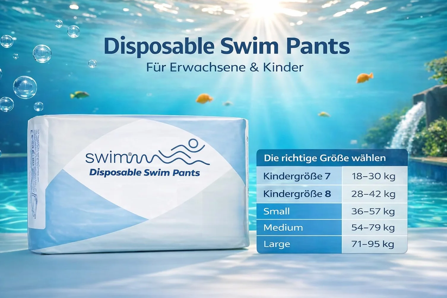 Pannolini piscina monouso adulti Taglia S 22 pezzi Protezione incontinenza fecale Nuoto in sicurezza