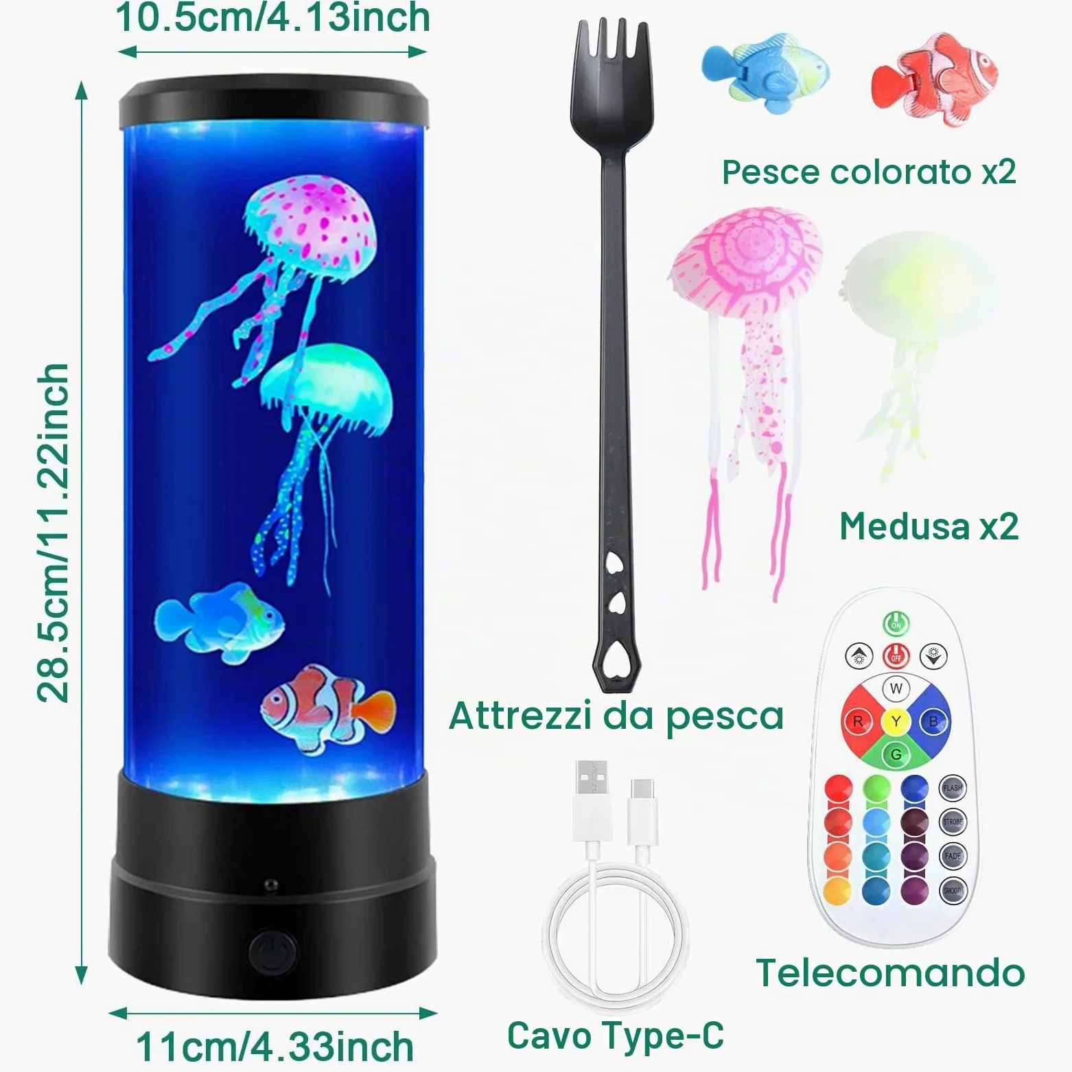 12" Lampada Medusa, Jellyfish Lamp con Telecomando 17 Colori 4 Modalità, Lavalamp Acquario Medusa Glow Luci Notturna per Bambini e Adulti, per Relax Nursery e Decorazione Della Casa