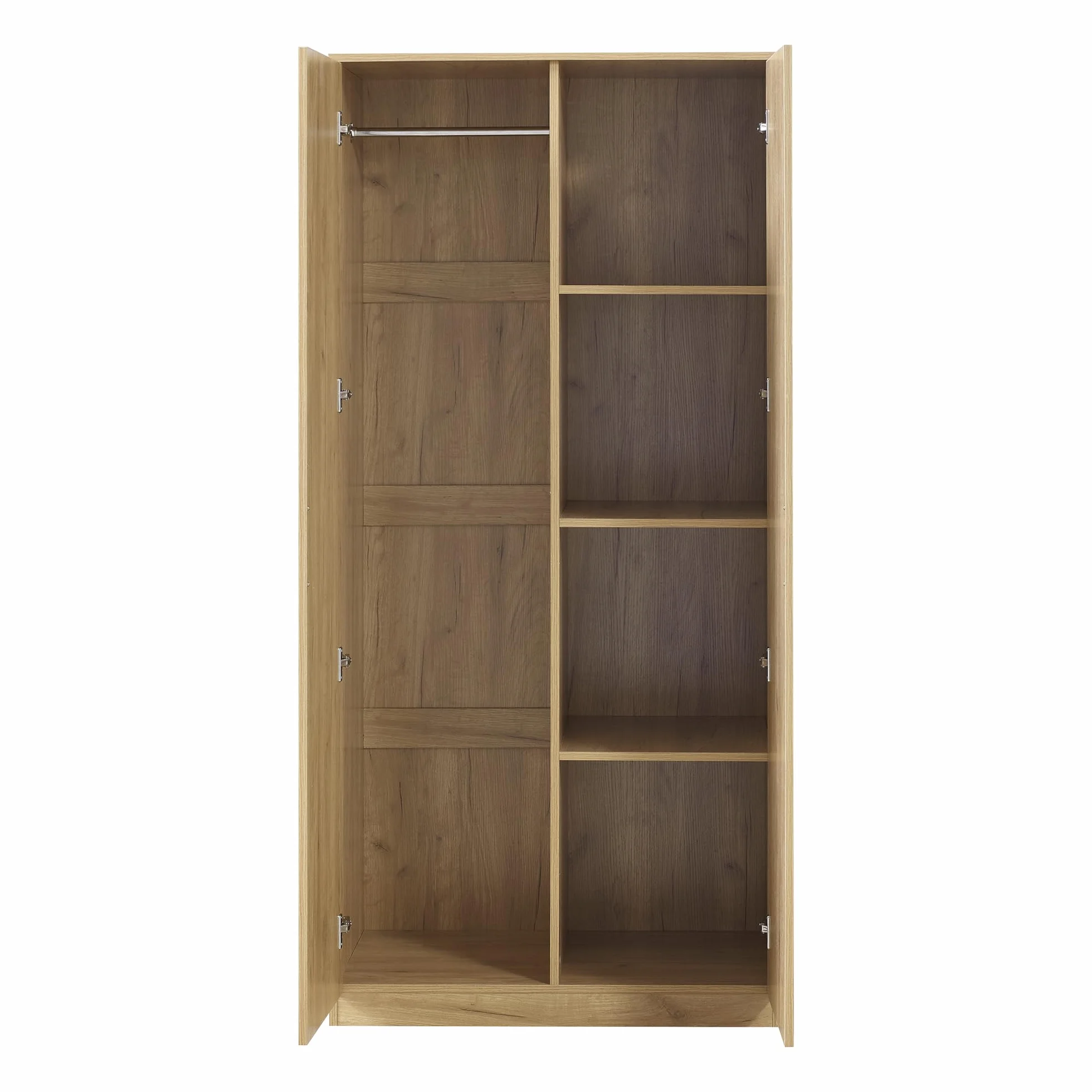 Armadio Guardaroba per Camera da Letto 4 Scomparti Asta Appendiabiti 176 x 80 x 52 cm Effetto Rovere