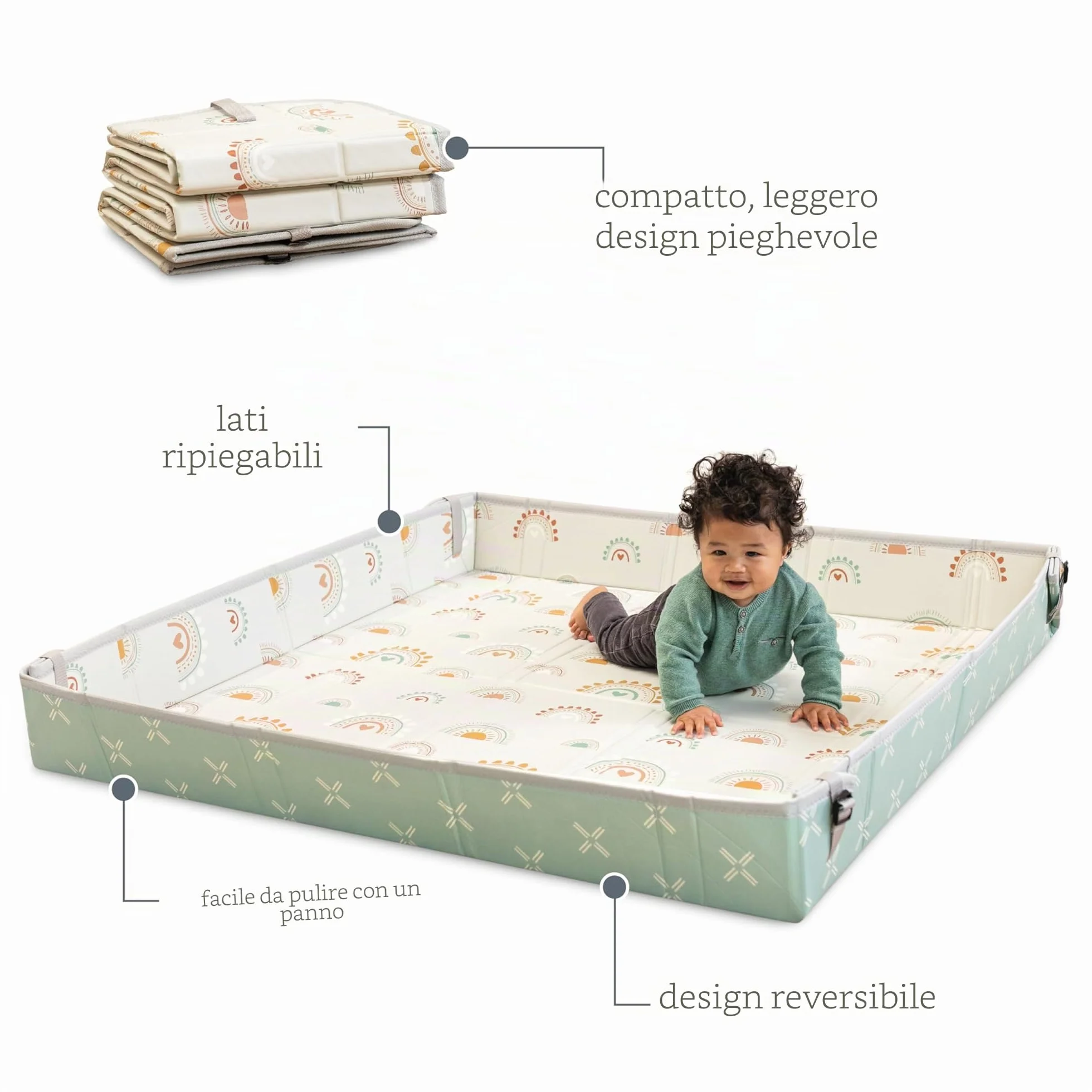 Infantino Foldable Soft Foam Mat, Extra Large Double-Sided Baby Play Mat, Non Slip Crawling for Infants & Toddlers