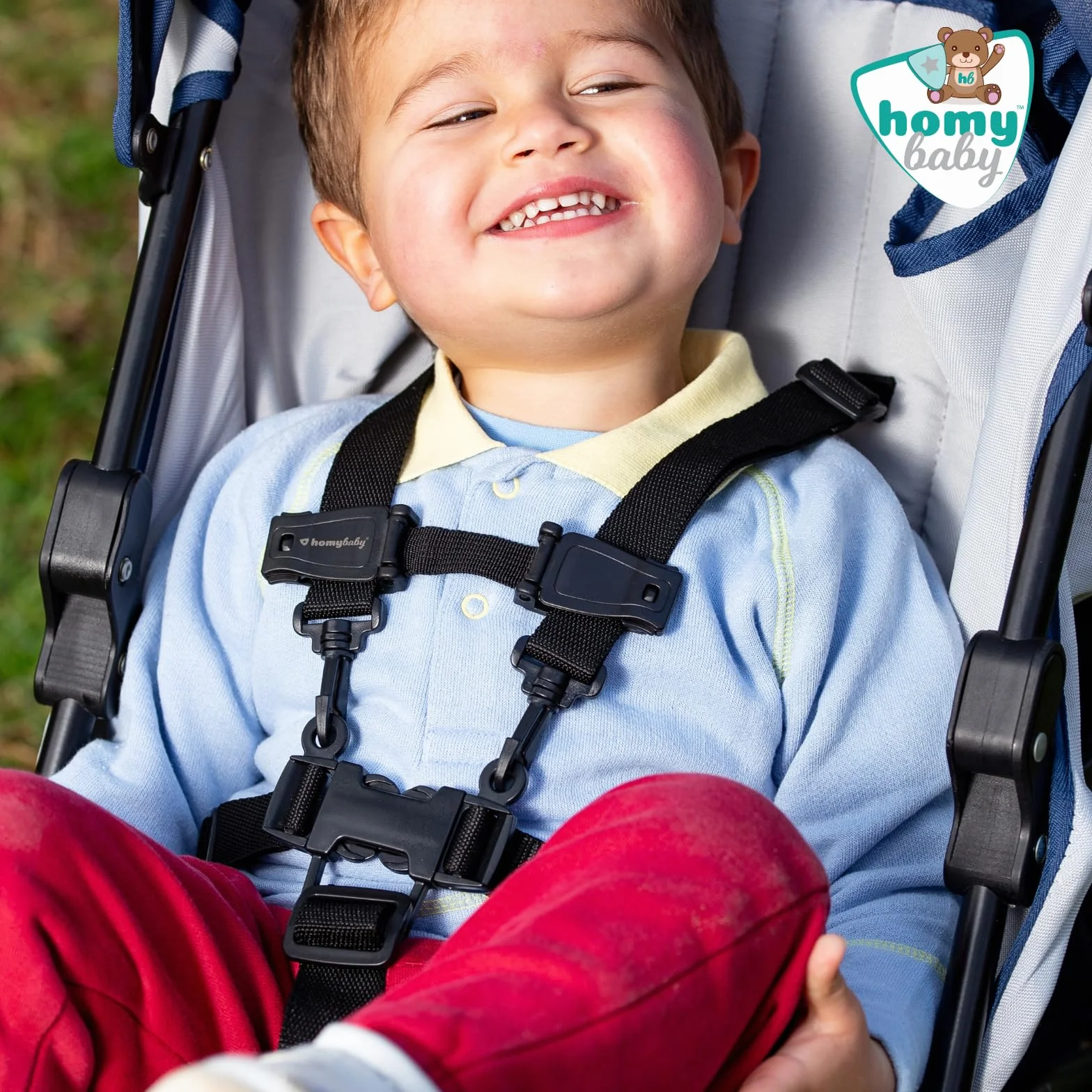 HOMYBABY® Dispositivo per Imbracatura Bambini – Fibbia Antifuga – Compatibile con Seggiolini, Passeggini e Seggioloni (X2)