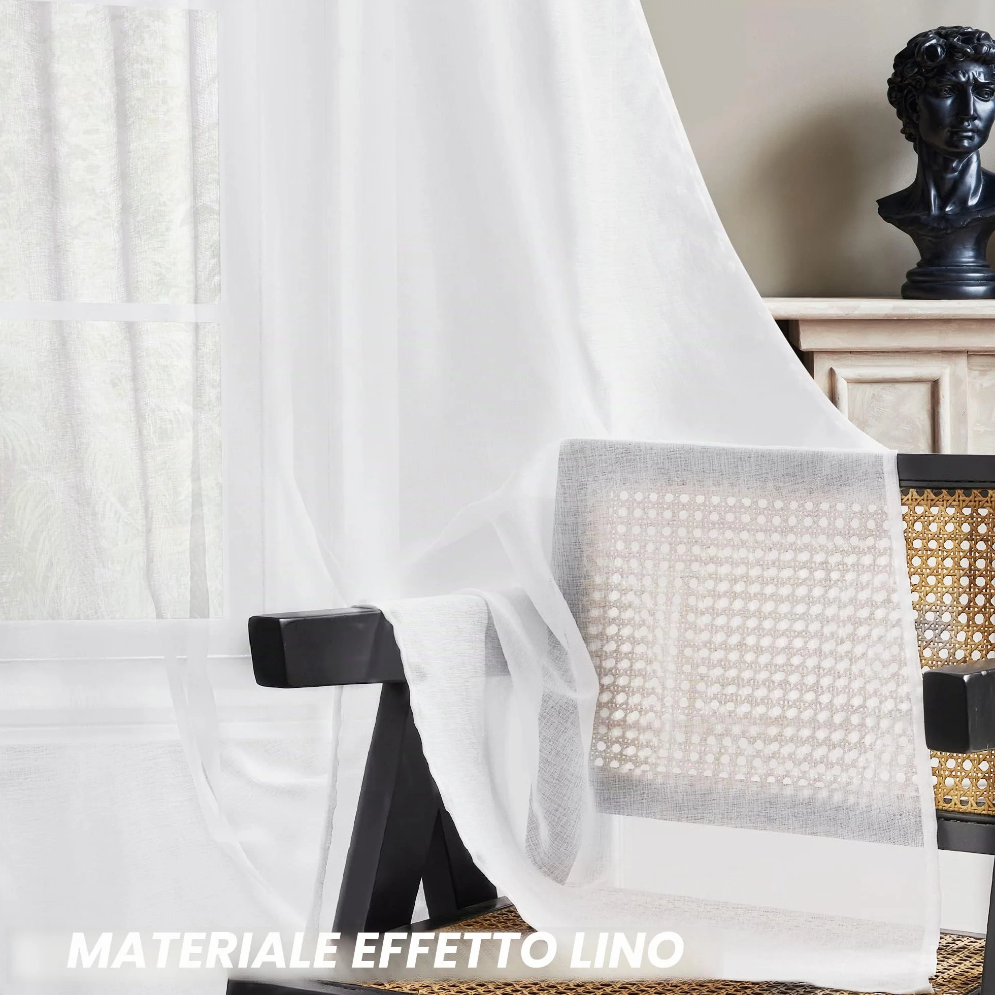 Deconovo Tende Voile Camera da Letto 140x290 cm Bianco 2 Pezzi