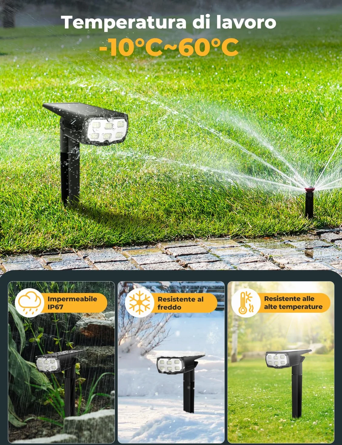 Luci Solari da Esterno, 36 LED Faretti Solari da Giardino, Cortile, Sentiero, Piscina e Campeggio Impermeabile IP67 (Bianco Caldo, 4)