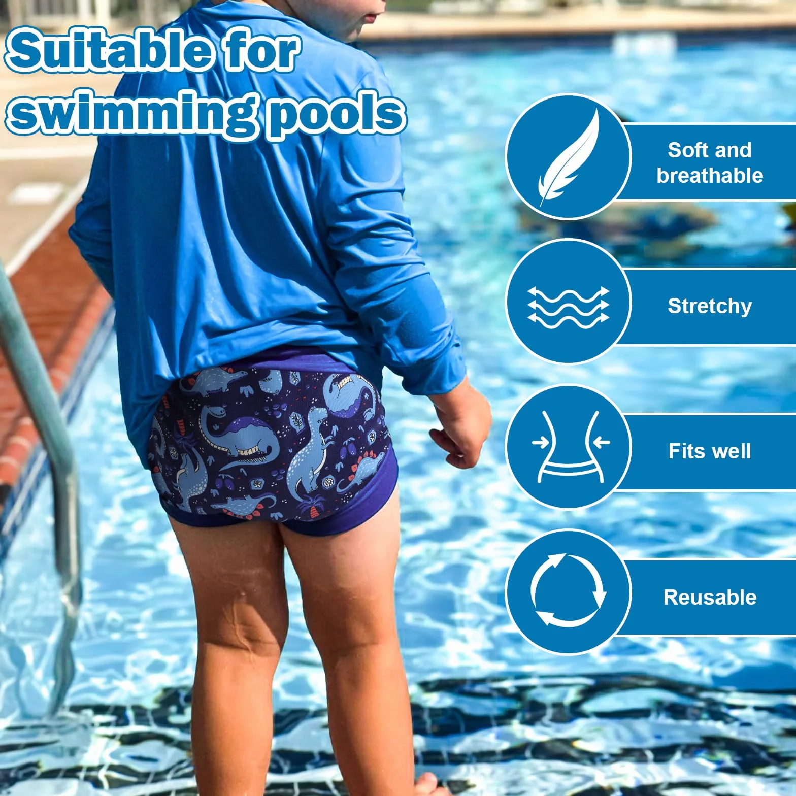 FLYISH DIRECT Baby Riutilizzabile Pannolino da Nuoto, L, 3 pcs