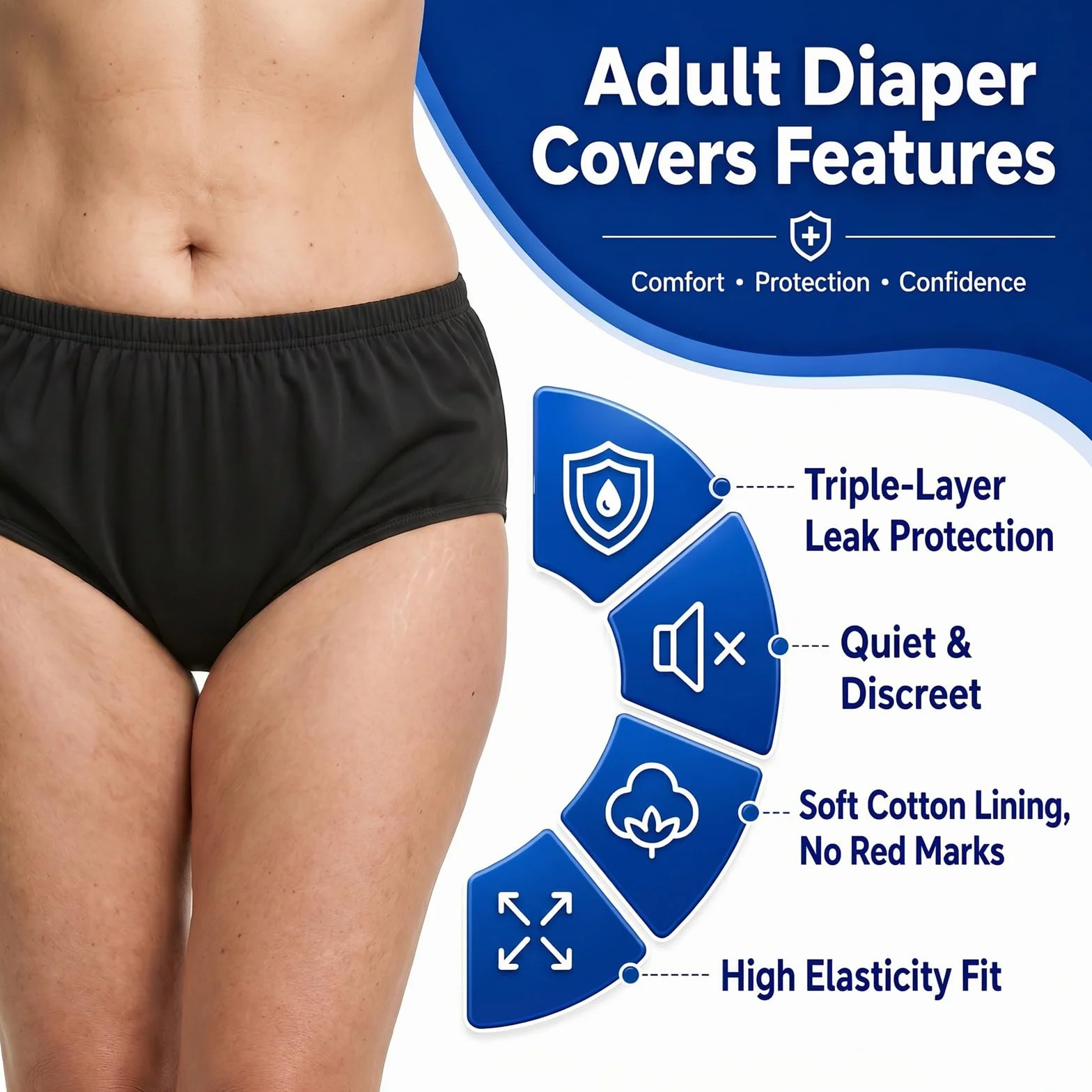 Copricostume incontinenza adulti mutandine lattice impermeabili strato cotone 3XL nero