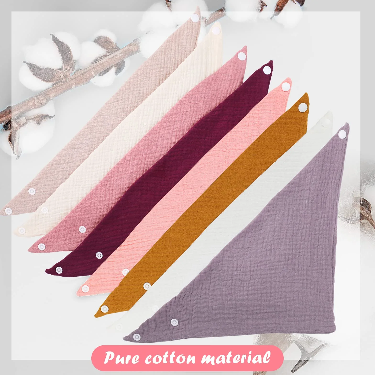 Bavaglino Bandana Cotone 8 Pezzi 2 Bottoni Super Assorbenti