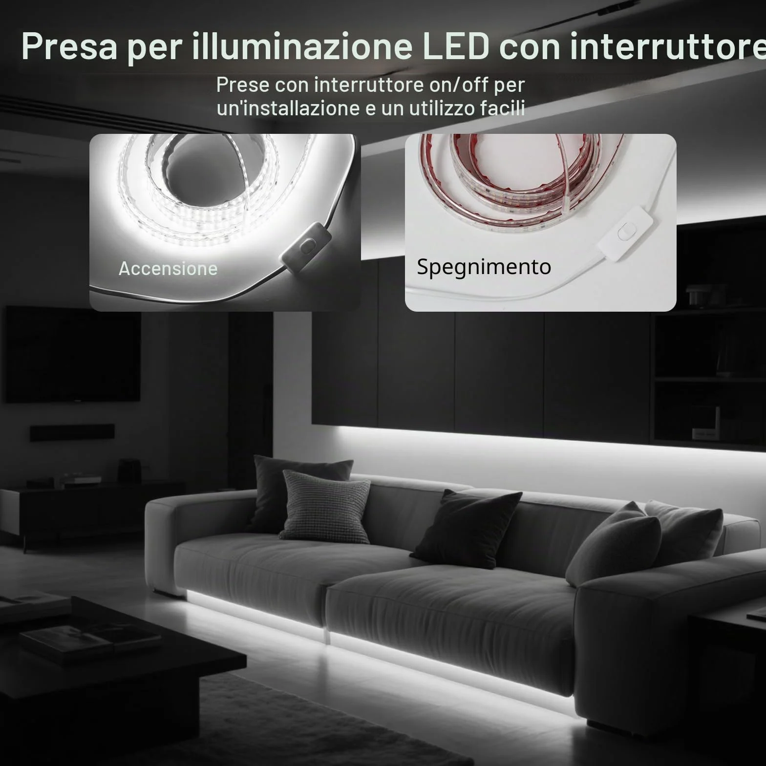 pcning IP65 Impermeabile Strip LED Adesiva 220V 3M 2835 240 leds/m Flessibile Striscia Bianco Freddo 6000K, Strisce LED 220 Volt da Esterno 3 Metri (Bianco Freddo, 3M)