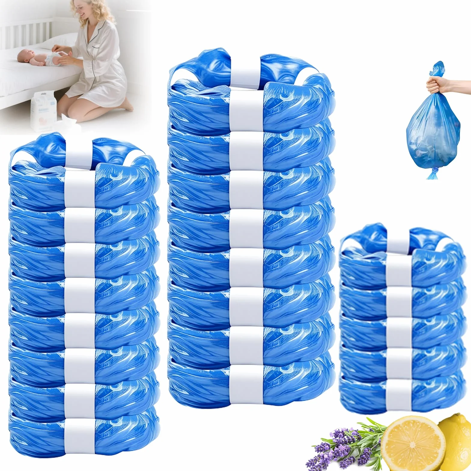 Sacchetti Mangiapannolini Antiodore Inodore Addensata 21 Pezzi Compatibili con Maialino Foppapedretti Tommee Tippee Twist & Click Simplee Tec Litter Locker