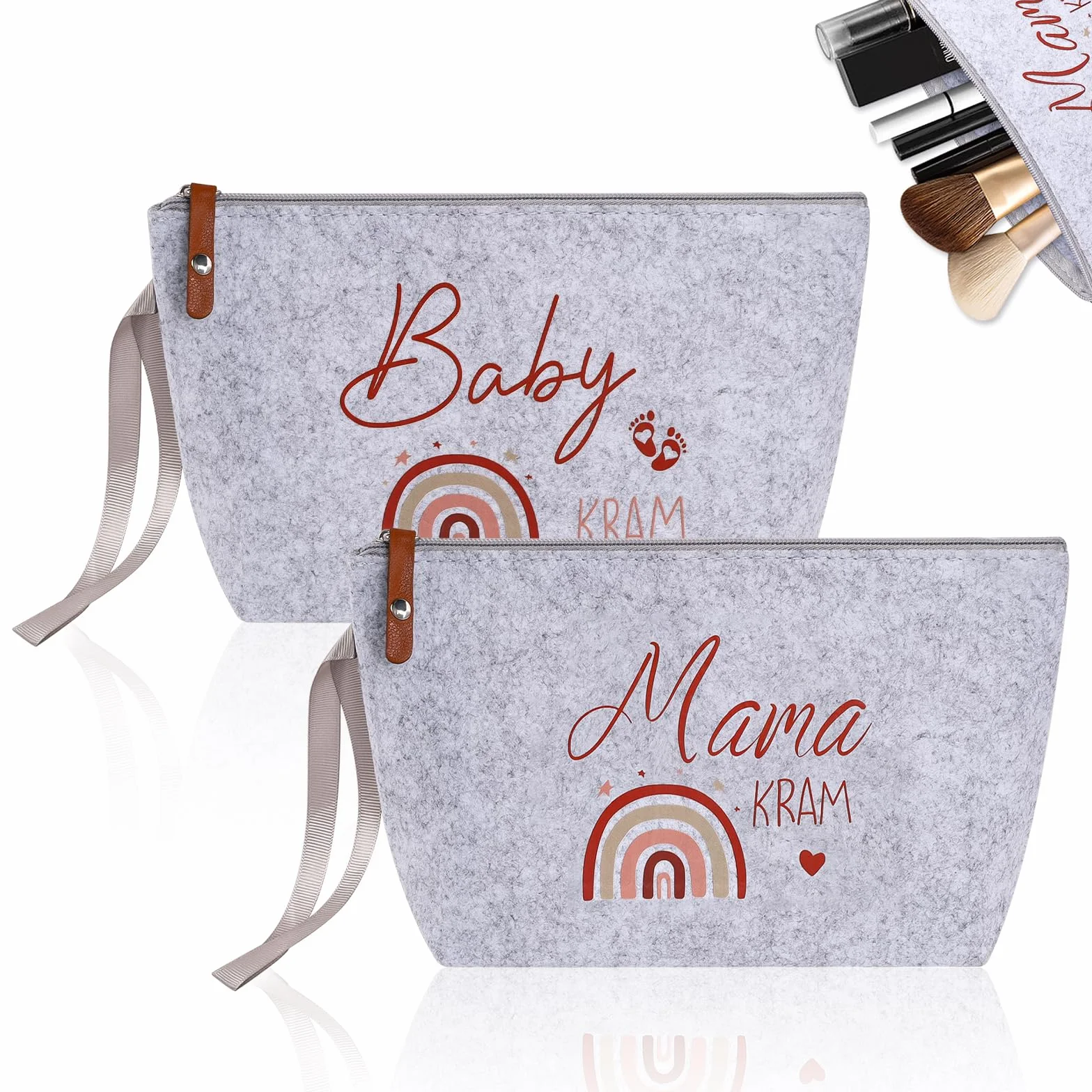 Borsa in Feltro per Cosmetici con Cerniera, Regalo di Nascita per Future Mamme