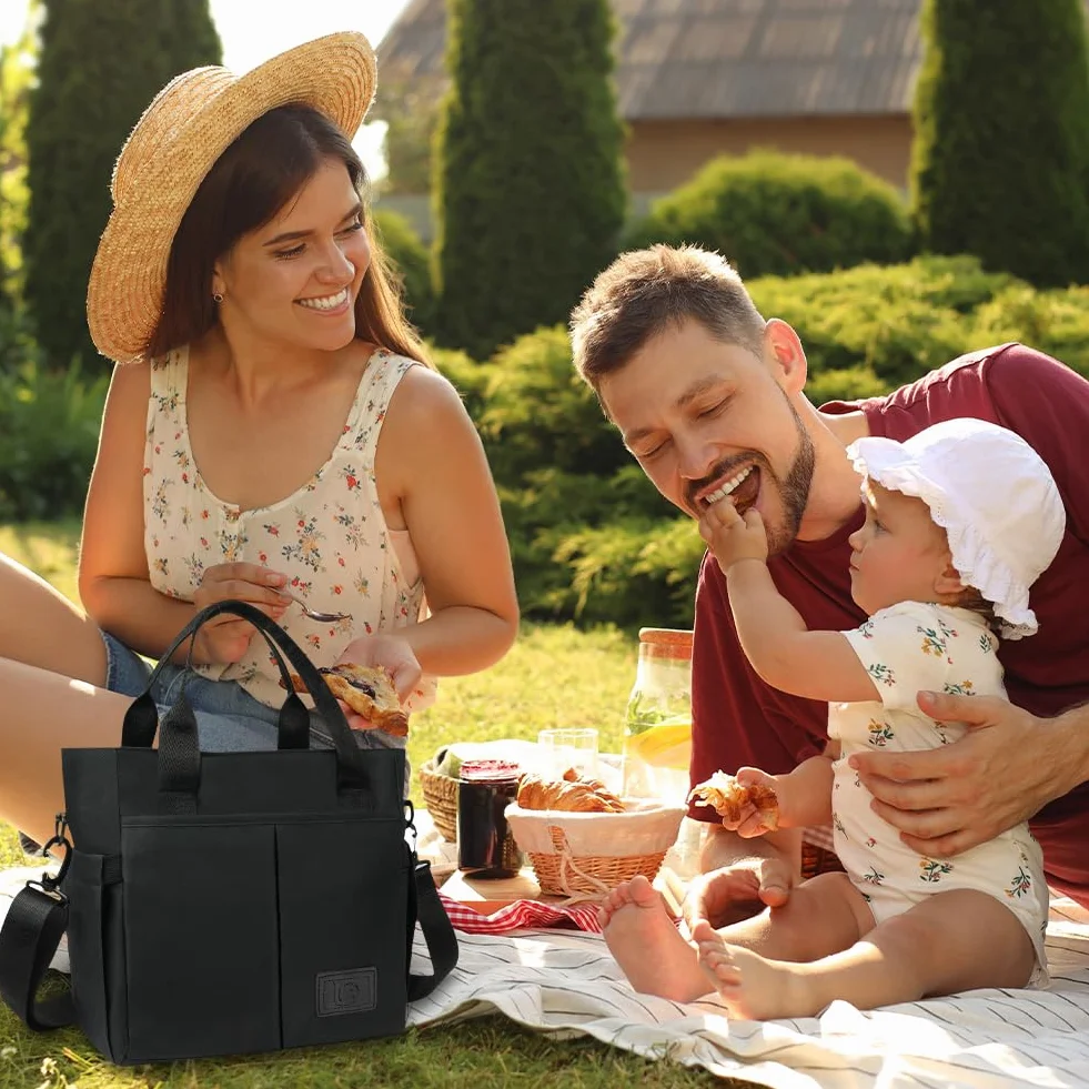 Aolso Borsa Fasciatoio per Neonato, Grande Capacità Impermeabile, Borsa Pannolini Viaggio Ganci Passeggino, Nero
