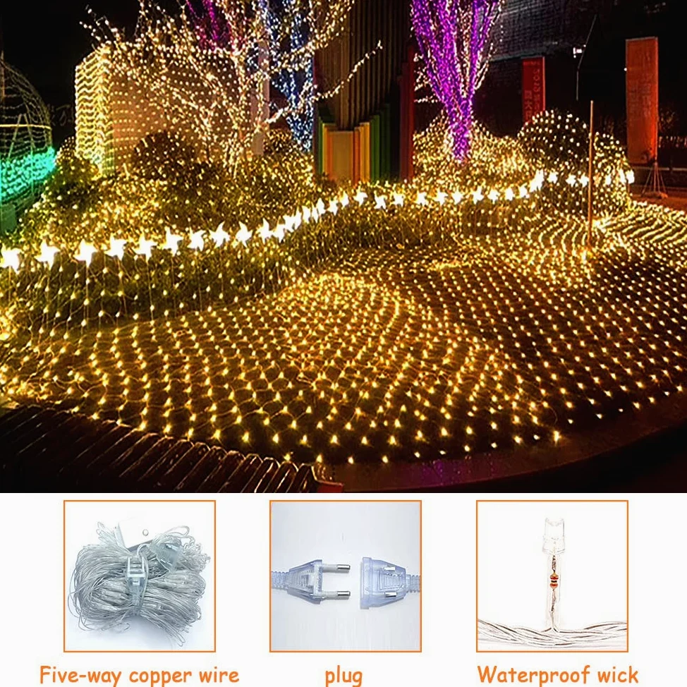Luci Solari Esterno LED Catena Luminosa Solari Tenda Luminosa Impermeabile 8 modalità Tenda Luci Natale Decorative per Giardino,Patio,Cancello,Matrimonio,Festa Color 3x2m Solar Style