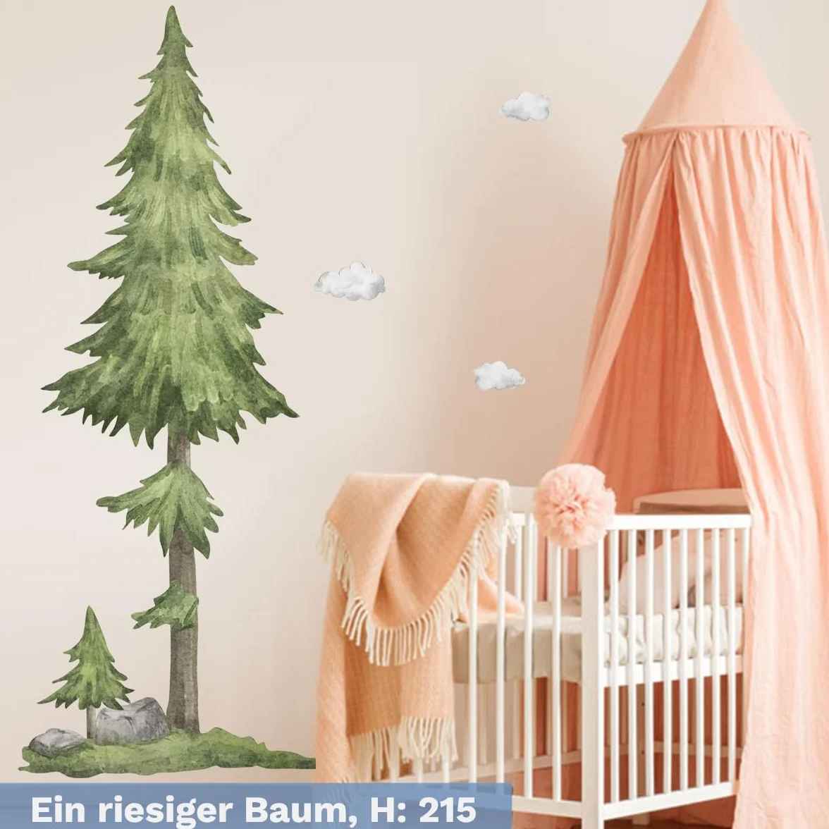 Giganti Adesivi murali bambini ALBERO acquerello 135x215 cm Murales adesivi da parete grandi albero pino foresta Decorazioni parete cameretta camera da letto bambini XXL