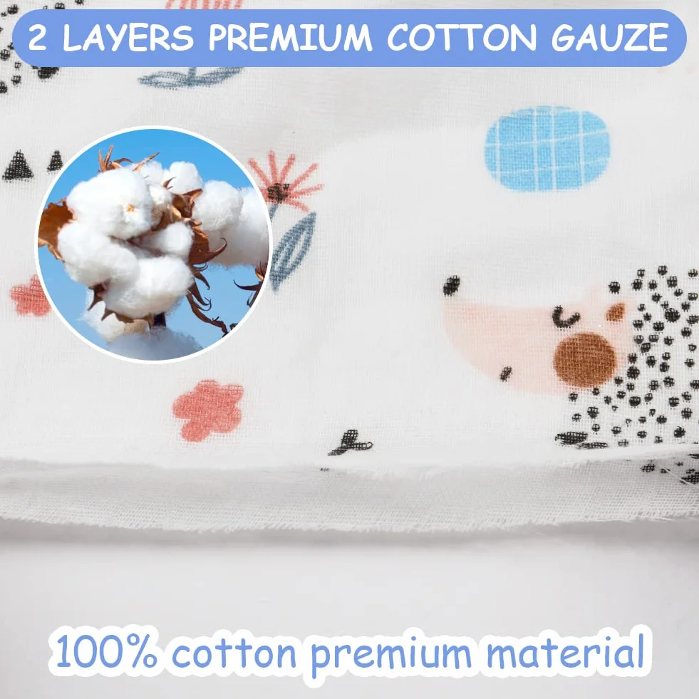 Aolso Mussole Neonato Asciugamani Bambini 30x30cm Cotone 10 Pezzi
