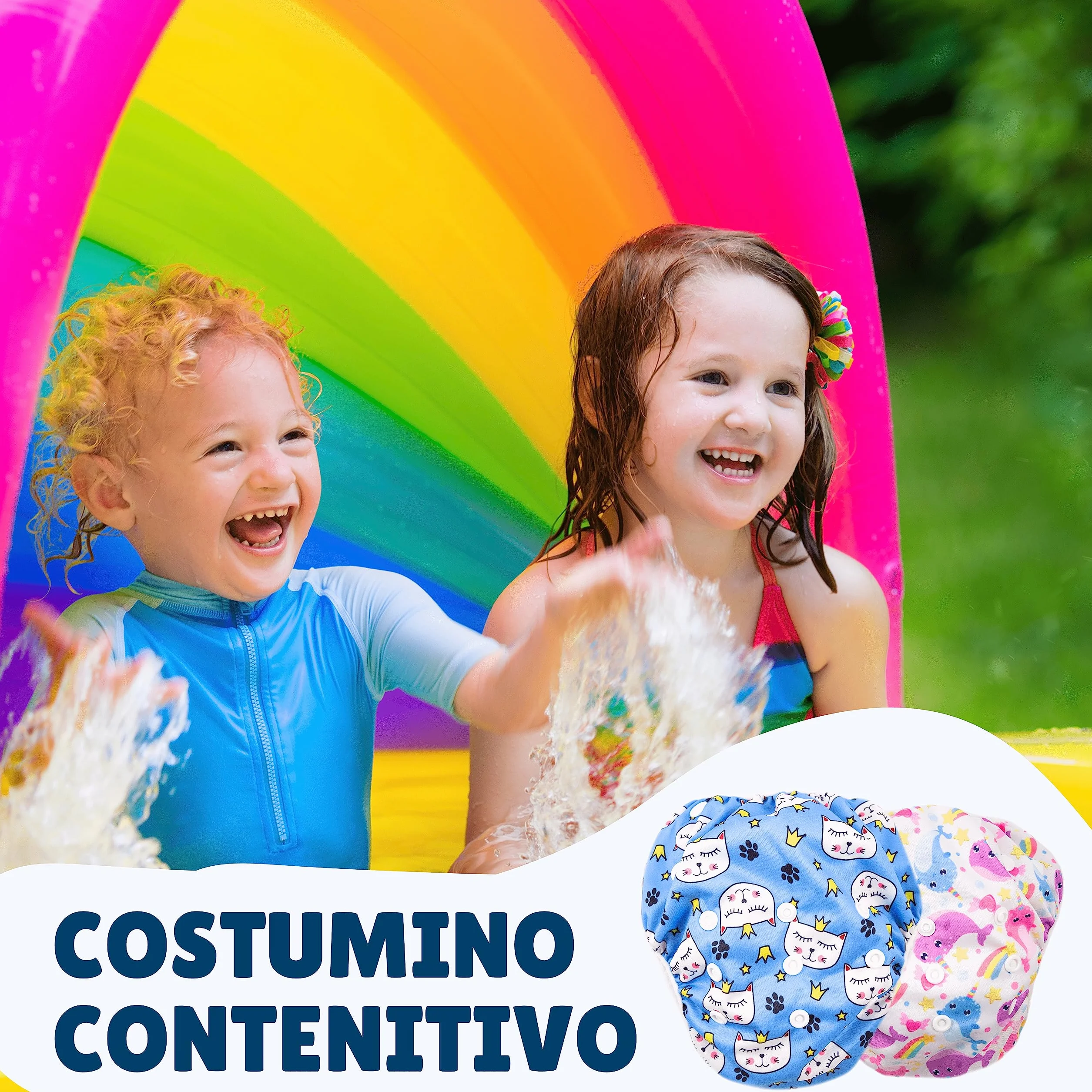 Pannolini Costumino Contenitivo Neonata per Piscina e Mare Lavabile Riutilizzabile Regolabile fino a 2 anni con Borsetta Impermeabile