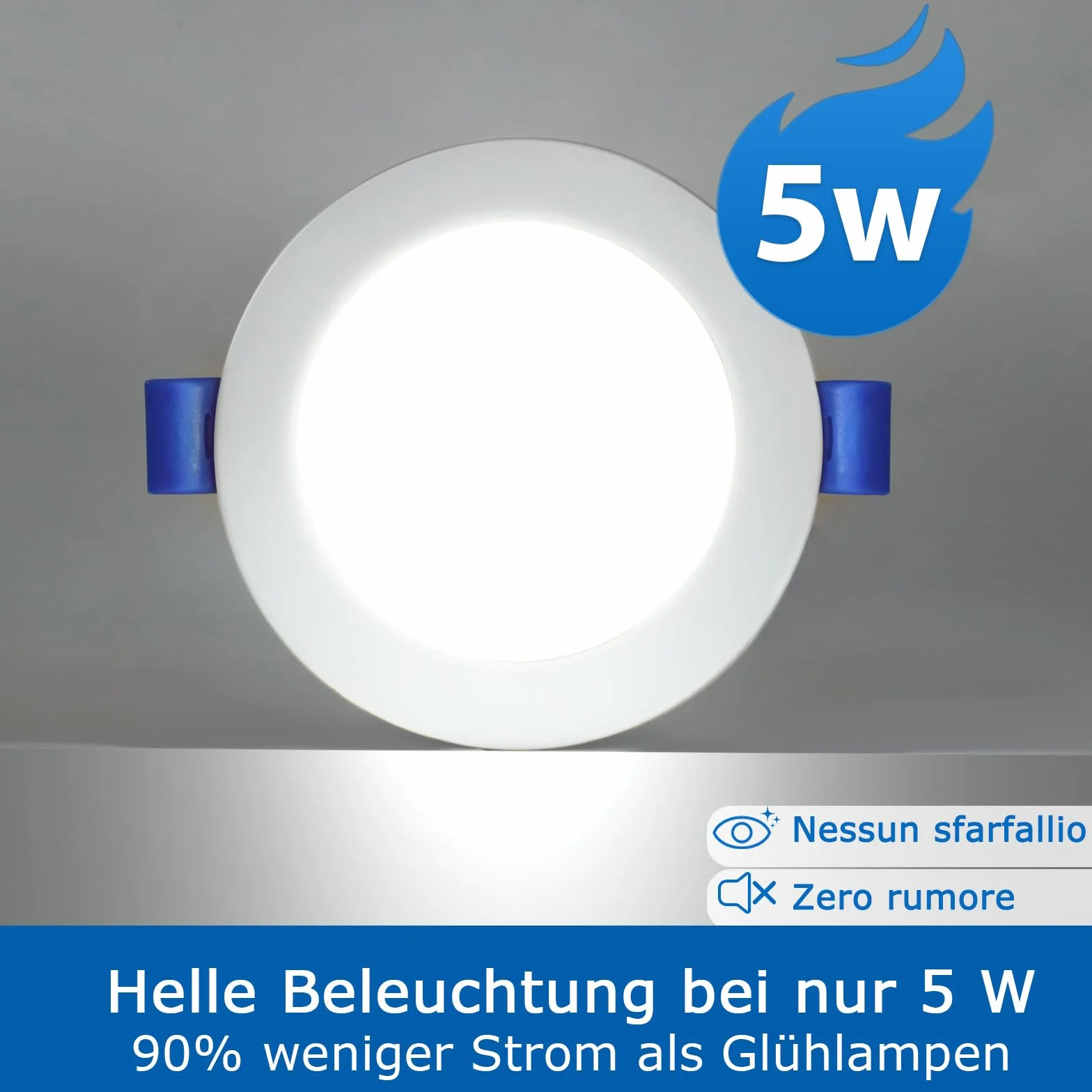 ZIZZLER 40 Faretti LED da Incasso per Cartongesso 220V, 6000K Bianco Freddo, Foro 68mm - 80mm, 5W IP44 Luci Soffitto Interno Ultra Slim, Luce Bianca, per Bagno, Cucina