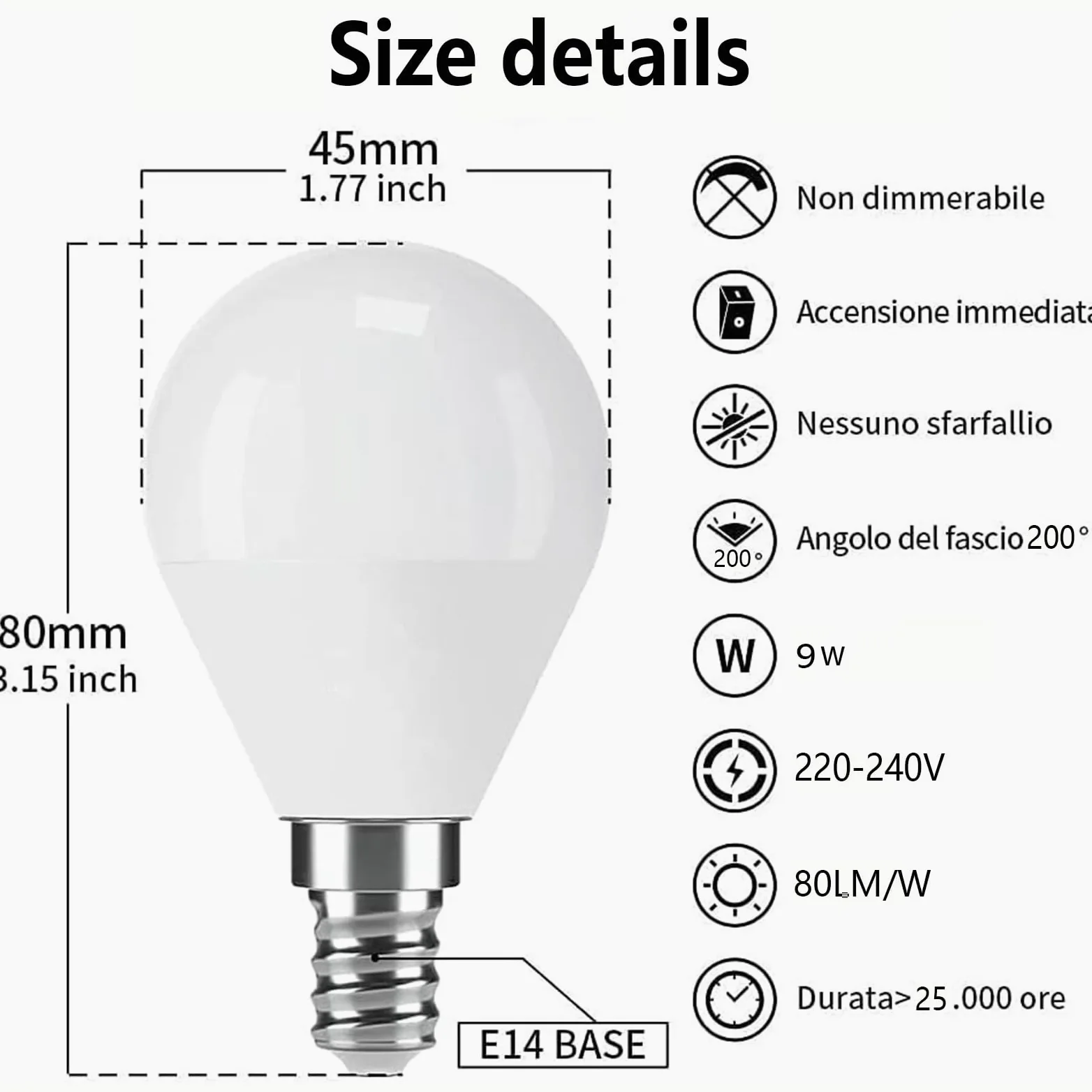 Lampadina Led E14 9W Equivalente 90W Luce Calda 3000K 720 Lumen Senza Sfarfallio Non Dimmerabile Lunga Durata 25000 Ore Classe A Per Lampadario Lampada a muro(Warm White 2700K,10pack)