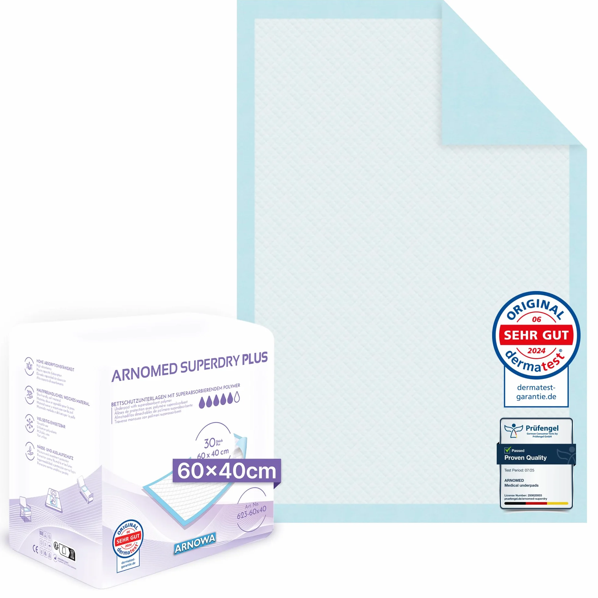 ARNOMED Traversine 60x40cm usa e getta assorbenti 5 strati cellulosa incontinenza letto anziani neonato fasciatoio