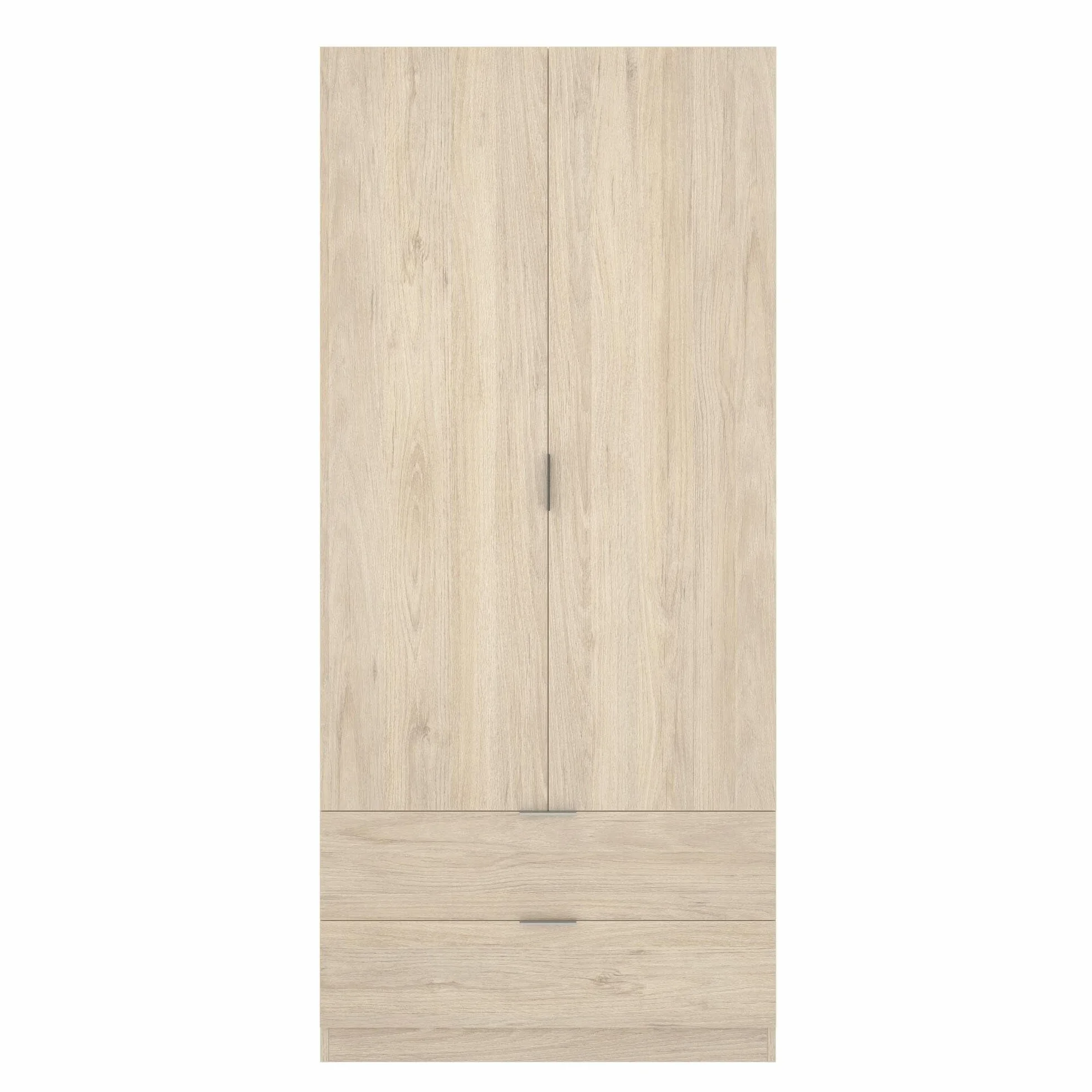 Dmora Guardaroba 2 Ante Pisanino 52x184h cm Marrone Rovere 2 Cassetti Appendiabiti Armadio Camera da Letto