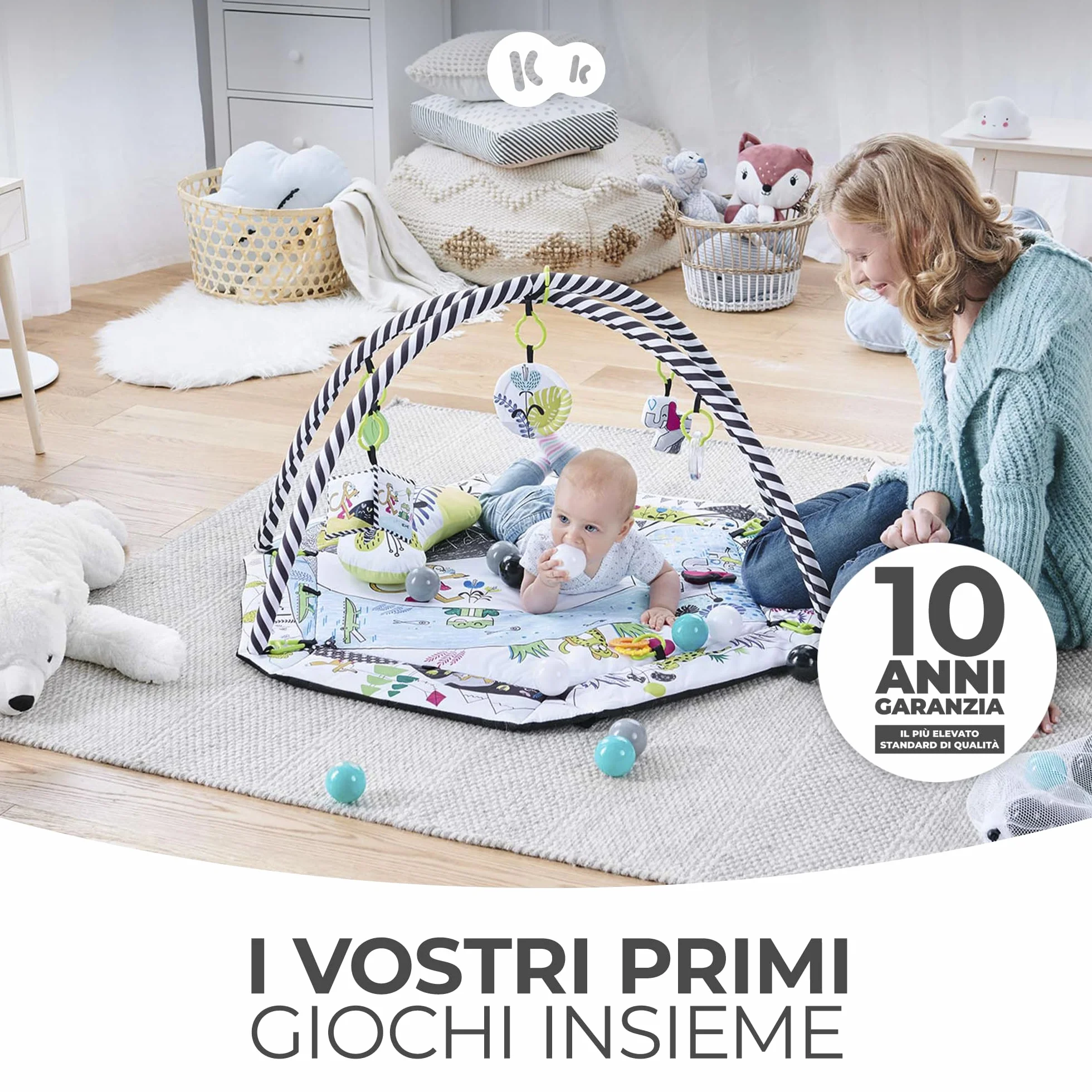 Kinderkraft Palestrina Interattiva SMARTPLAY, Morbido Tappetino Educativo con Archi Giocattoli per Bambini Neonati