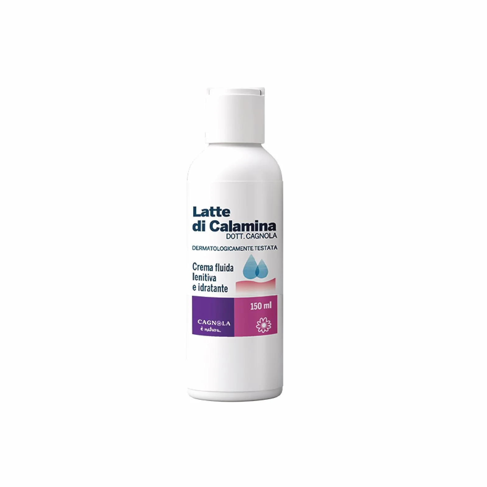 CAGNOLA Crema Fluida Lenitiva Idratante Latte di Calamina 150 ml per Arrossamenti Scottature Punture di Insetto