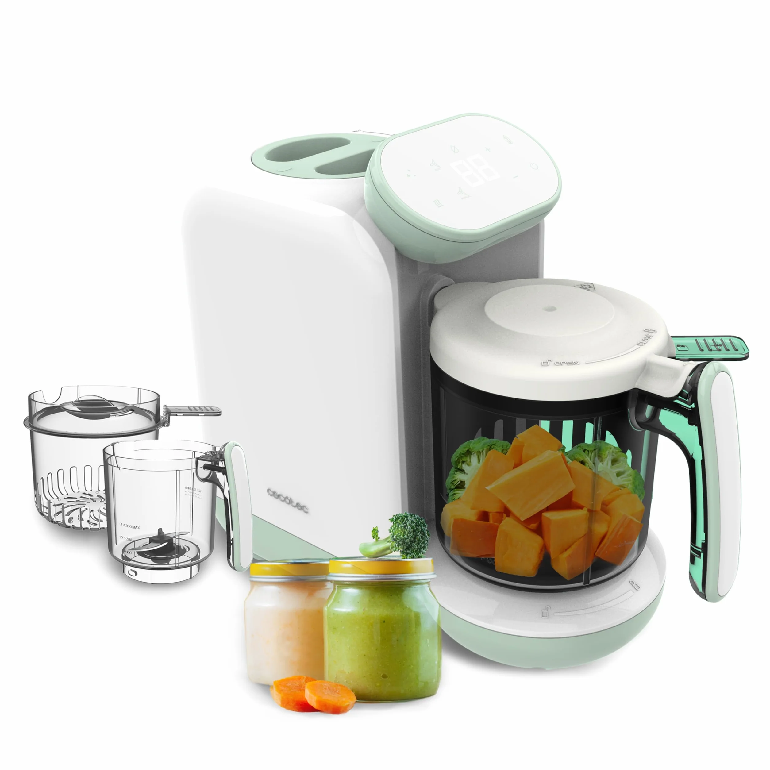 Cecotec Robot da Cucina per Bambini Nana BabyCare FoodProcessor, Frulla, Sterilizza, Riscalda Biberon, senza BPA