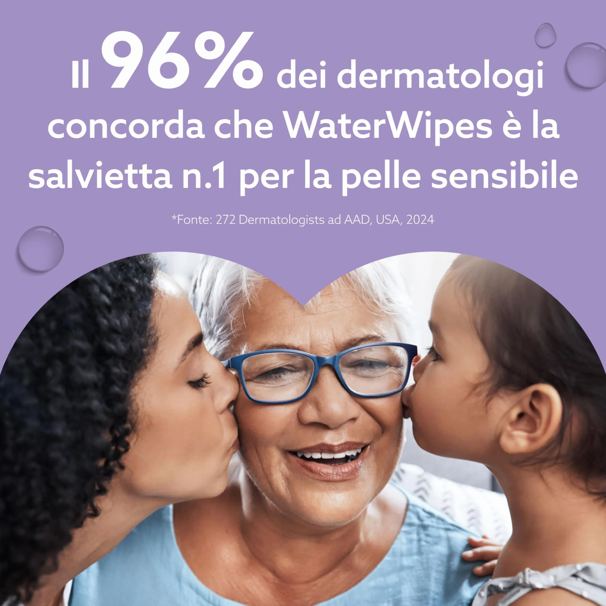 WaterWipes Salviettine Lenitive 360 Pezzi 6 Confezioni Detergenti 99% Acqua Estratti Botanici Senza Profumo