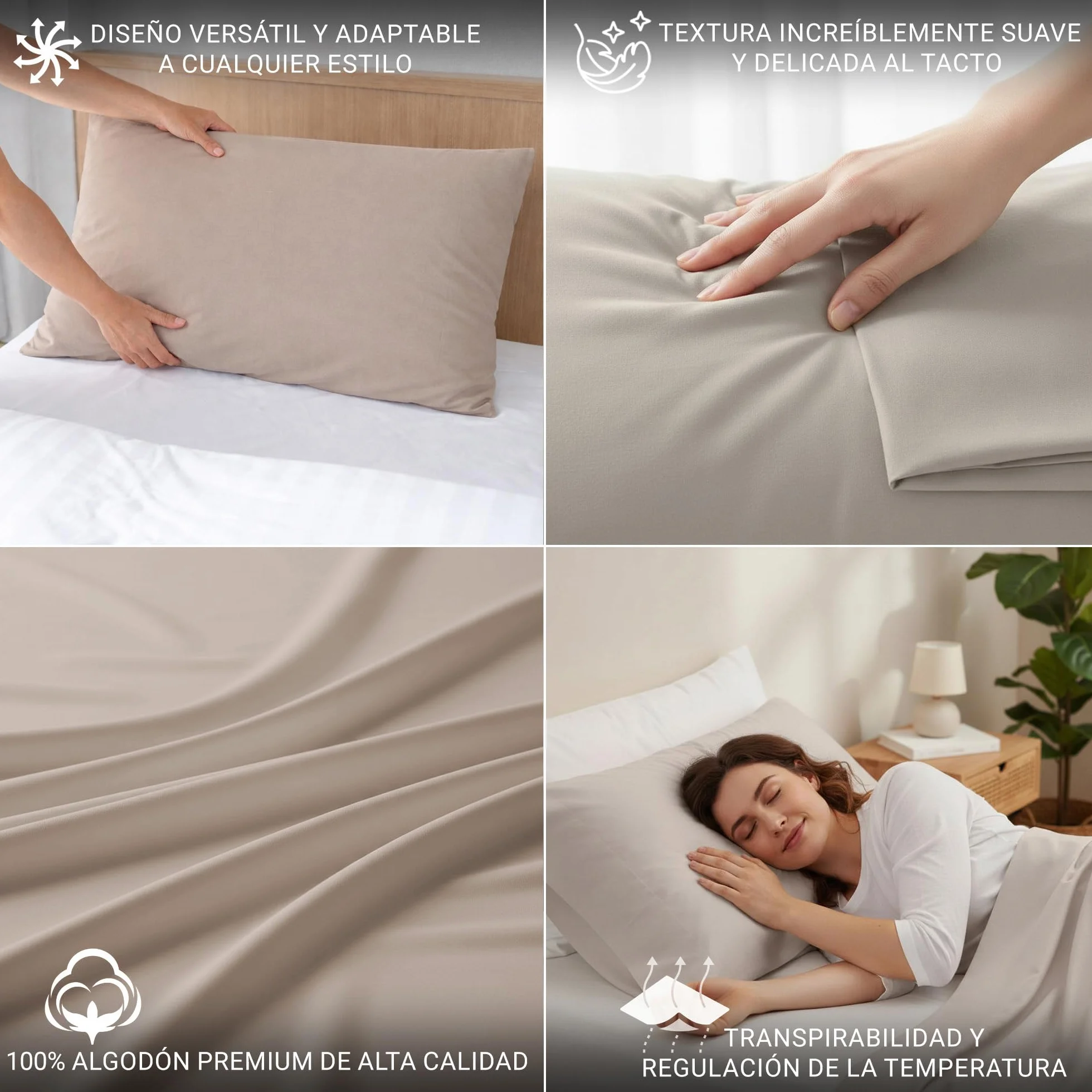 Federa per cuscino 45 x 70 cm Pack 2 100% cotone ipoallergenico