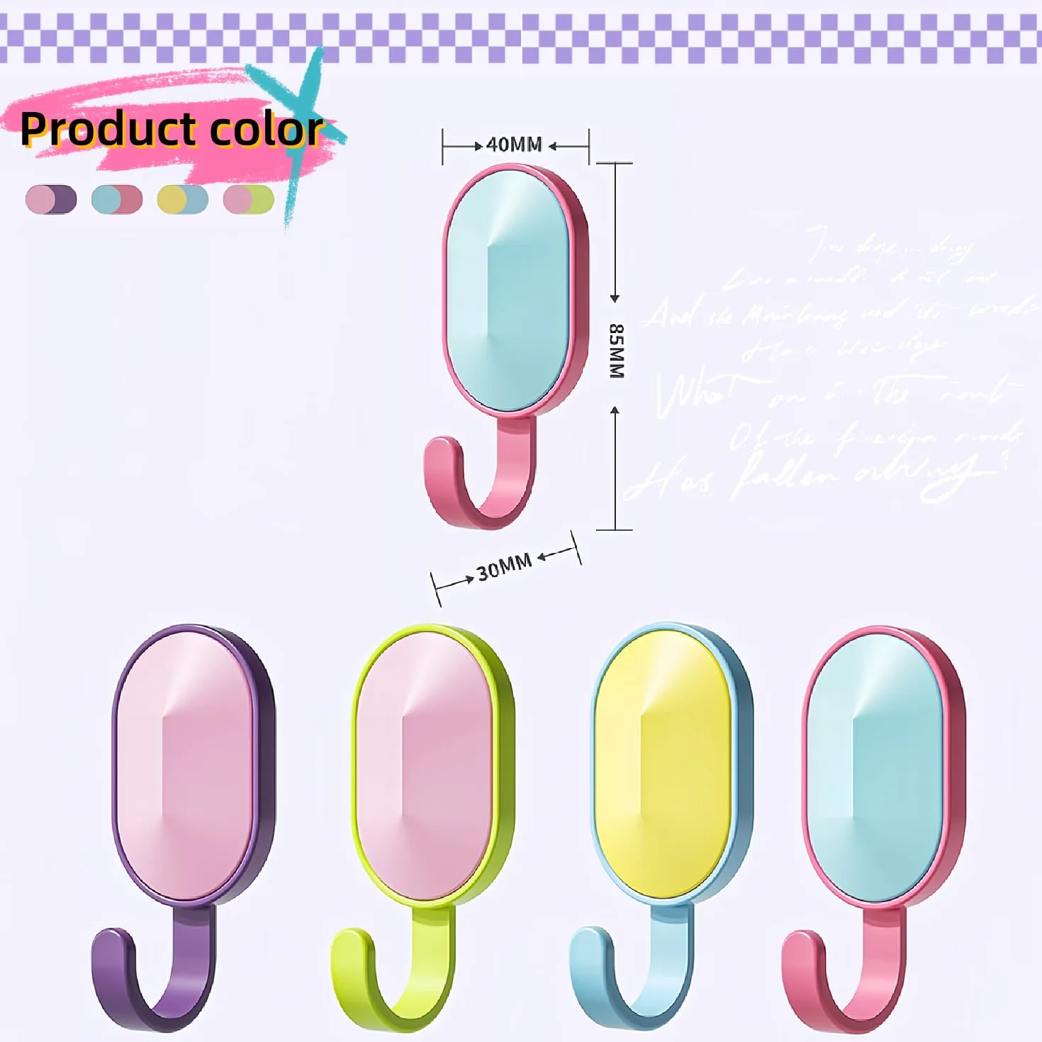 Ganci adesivi da parete per bambini 4 pezzi colorati senza foratura