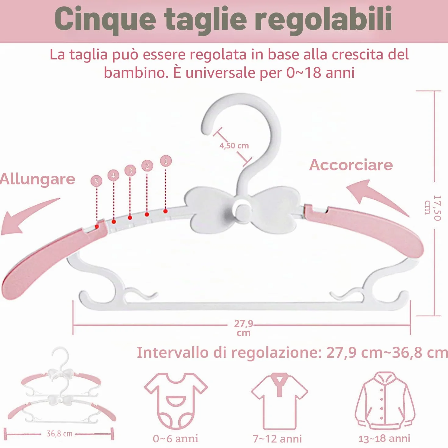 WJWSKI Grucce Bambini 20pcs Impilabili Anti-Scivolo Rosa Bianco