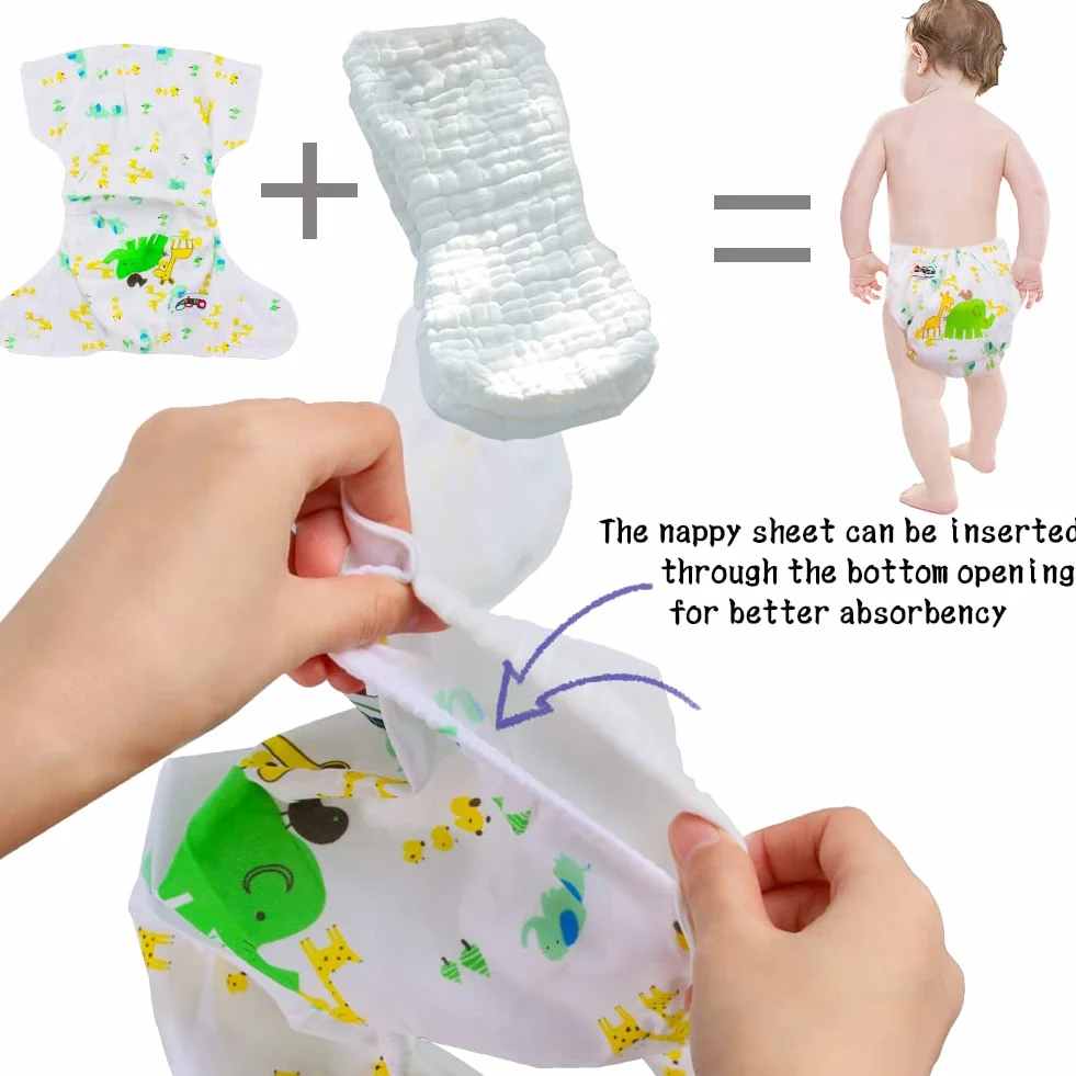 Pannolini Lavabili Inserti Pocket Elastico Regolabile Neonato Fodere Riutilizzabili