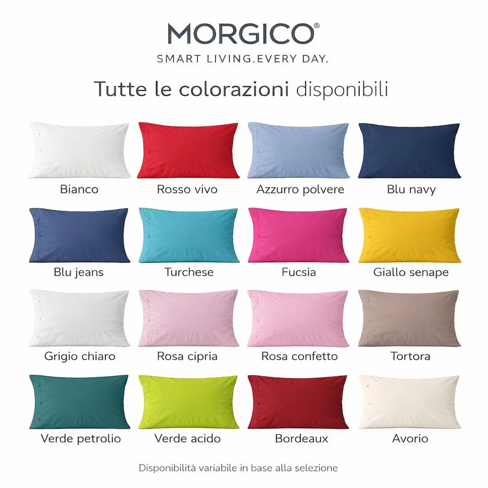 Set 2 Pezzi Federe Cuscino 52x82 cm con Bottoni in Cotone 100% Lavabile Rosa Confetto