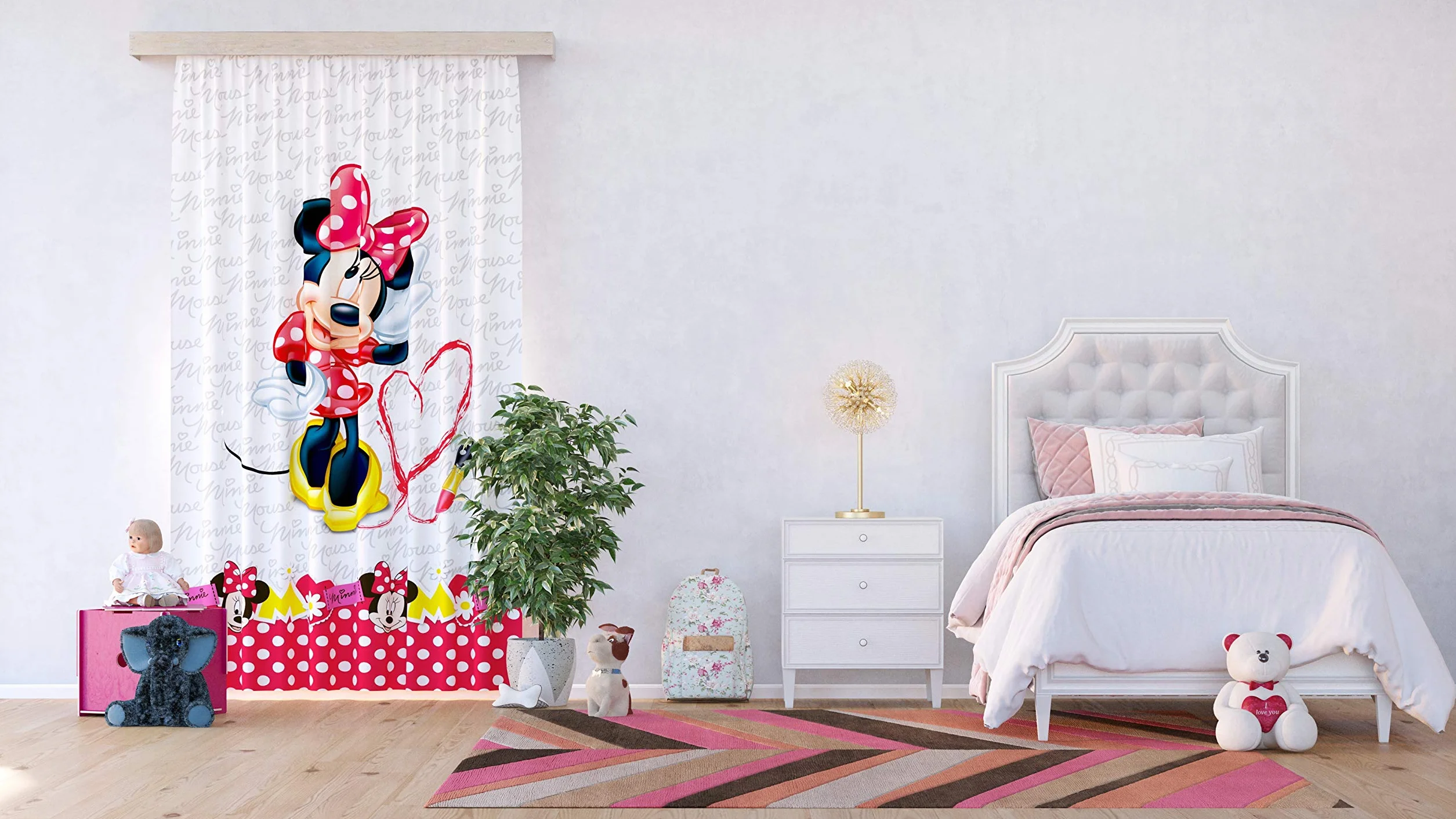 AG Design Minnie Mouse Rossetto Disney Tende Bambini Cotone Multicolore 140x245 cm