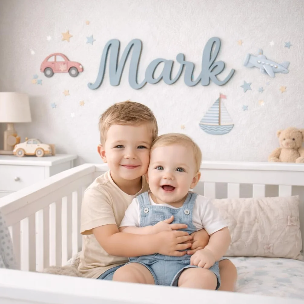Targa personalizzata in legno per bambino 20-96 cm decorazione parete scuola materna