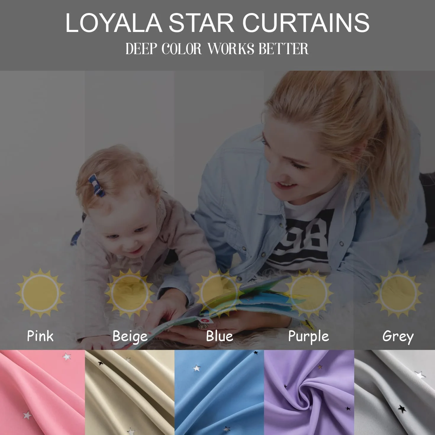 Loyala Tende Oscuranti Stelle 132x244 cm Set 2 Pannelli Camera da Letto Bambine
